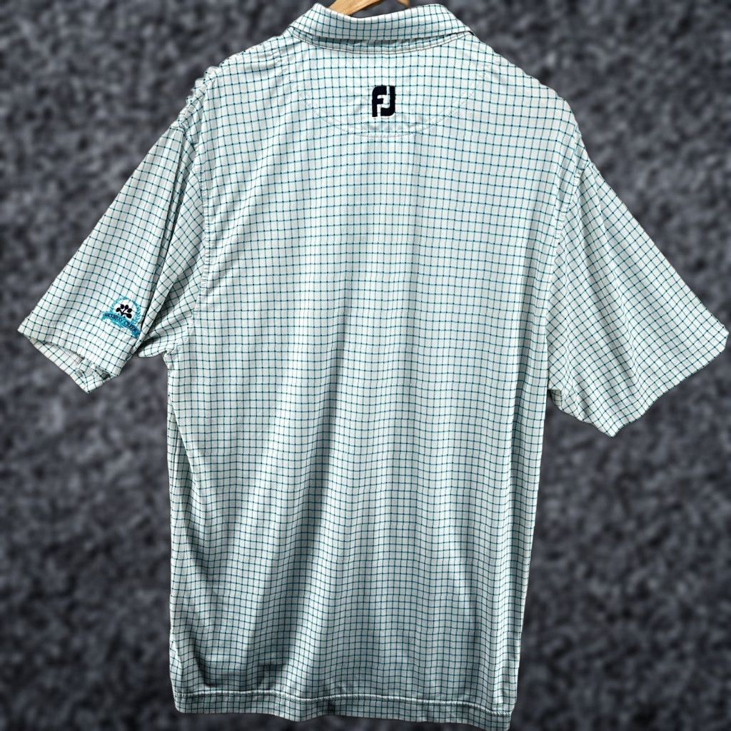 Footjoy FootJoy Polo Shirt Blue White Men's M Golf Short Sleeve Check Collared Pattern Classic Easy Care 44 in Chest Regular Fit Size US M / EU 48-50 / 2 - 1 Thumbnail