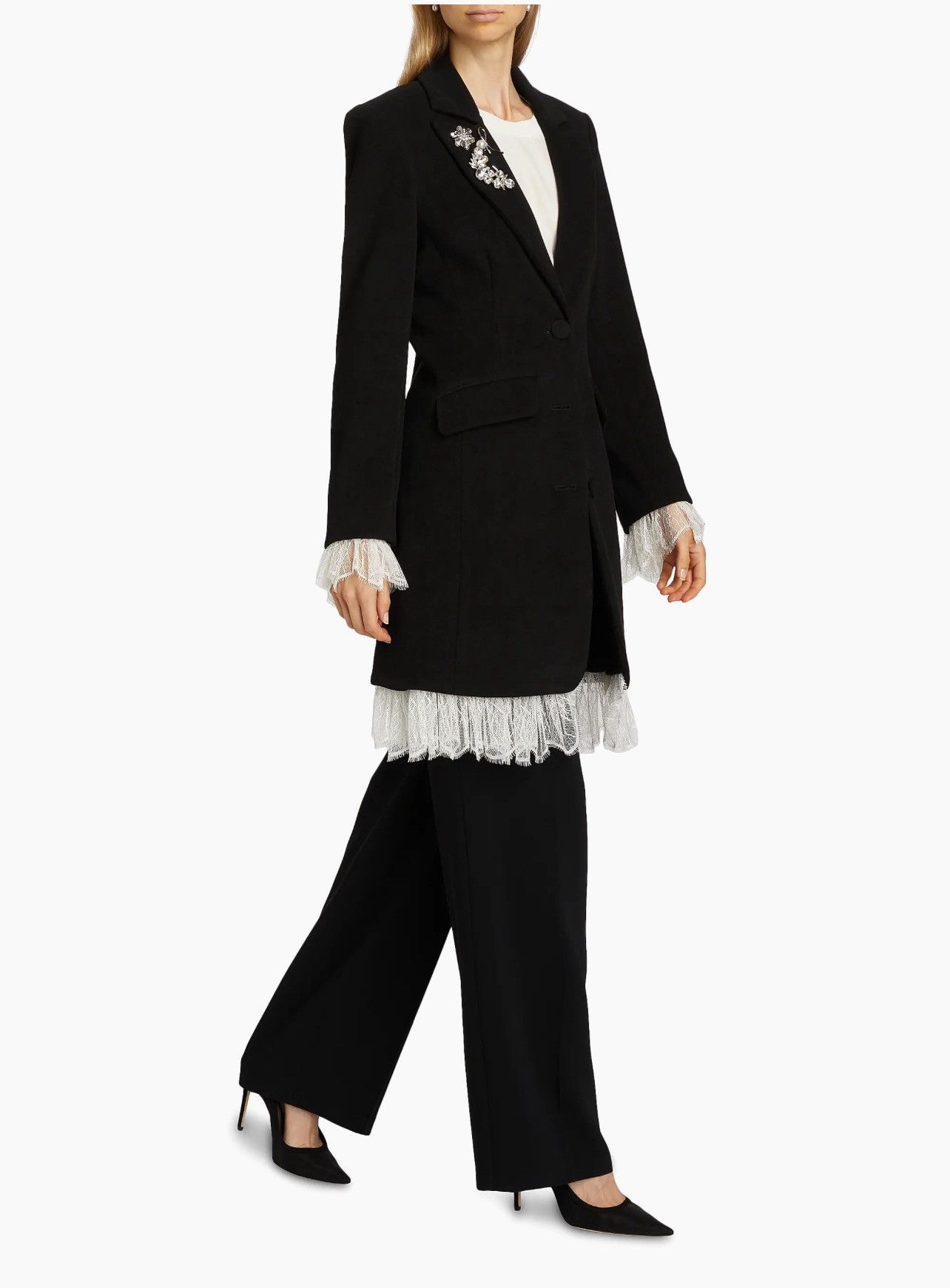 Cinq a Sept Cinq à Sept Roxie Lace-Trim Tailored Coat size S Size S / US 4 / IT 40 - 2 Thumbnail