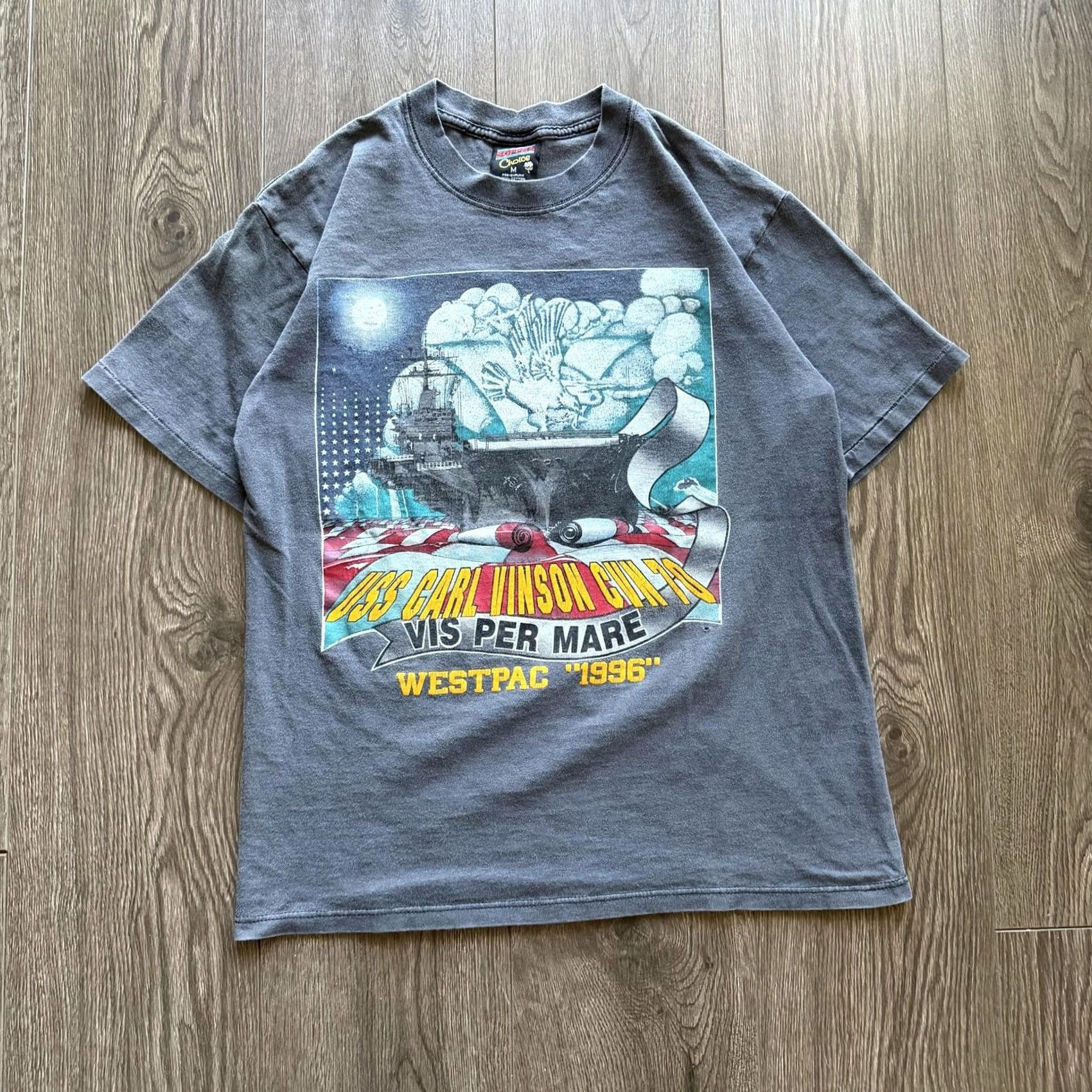 Vintage VINTAGE Navy Shirt Mens Medium Gray USS Carl Vinson 90s Tee Size US M / EU 48-50 / 2 - 3 Thumbnail