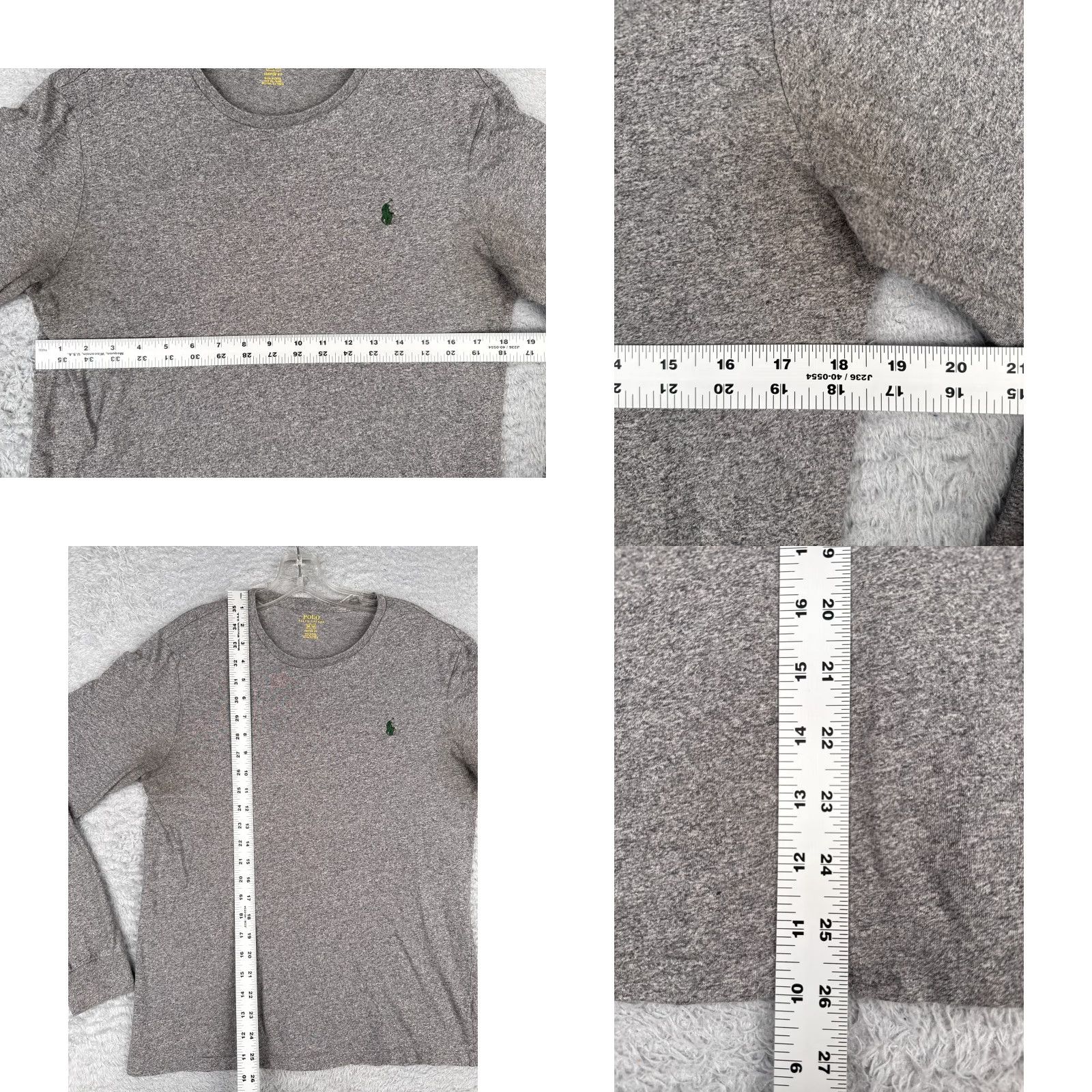Polo Ralph Lauren Polo Ralph Lauren Shirt Men M Gray Crew Neck Long Sleeve Custom Fit Cotton Jersey Logo All Seasons 90s City Brand Mens Size US M / EU 48-50 / 2 - 8 Thumbnail