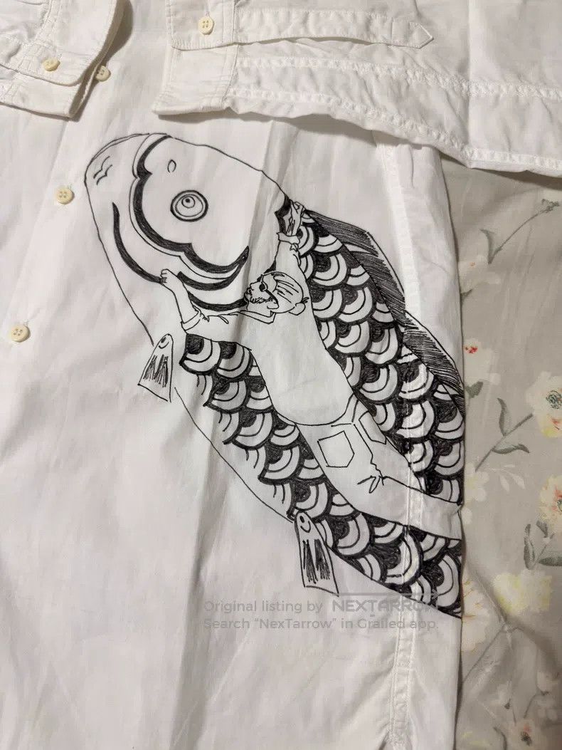 Visvim Visvim 17 Hand-painted Carp White Long Sleeve Shirt Size US S / EU 44-46 / 1 - 3 Thumbnail