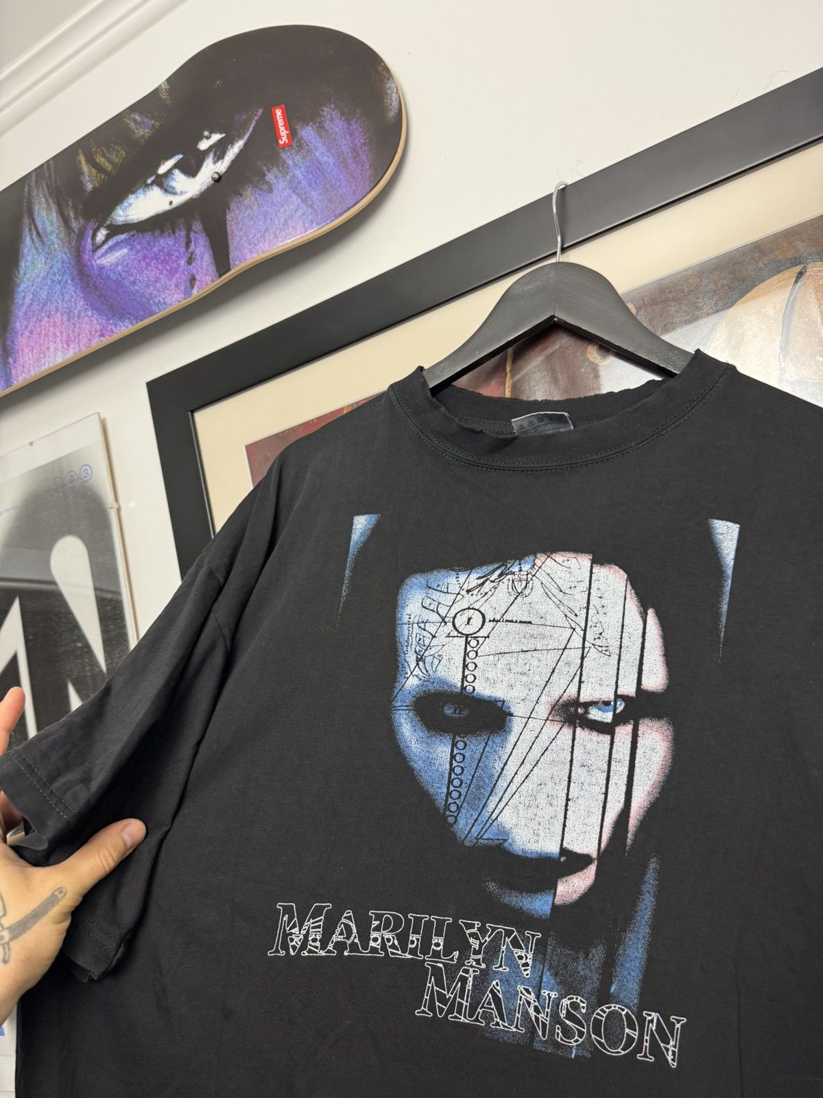 Band Tees Marilyn Manson Vintage 90s Washed Black Band Rock Tee Rare Size US XL / EU 56 / 4 - 3 Thumbnail