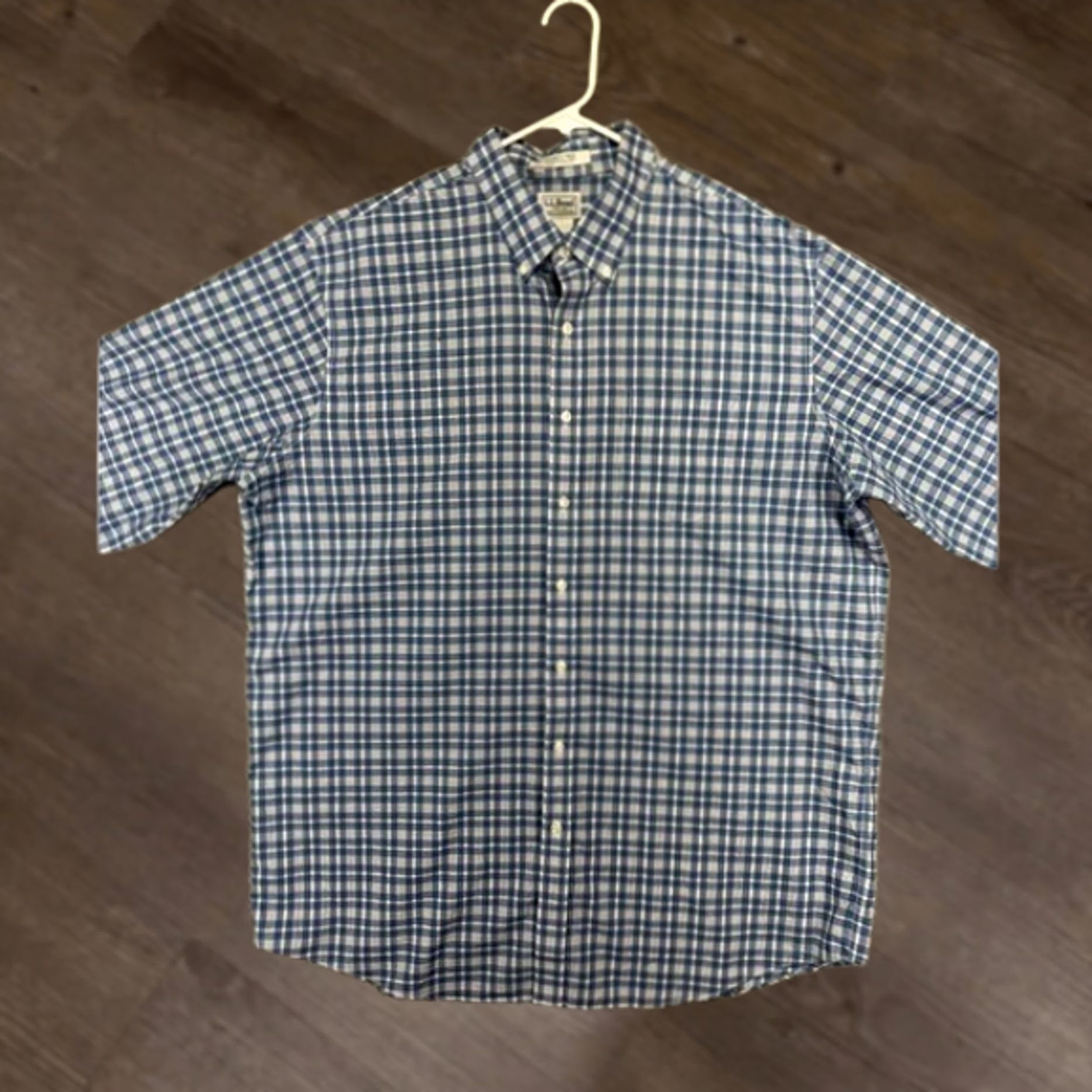 Vintage L.L. Bean Shirt Mens XL Tall Blue Plaid Button-Down Wrinkle Resistant Traditional Fit Casual Size US XL / EU 56 / 4 - 1 Thumbnail