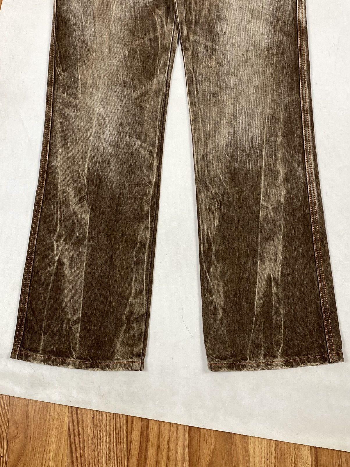 Edwin RARE ‼️ VTG EDWIN BLUE TRIP CRAZY FADED BROWN FLARE JEANS Size US 30 / EU 46 - 5 Thumbnail