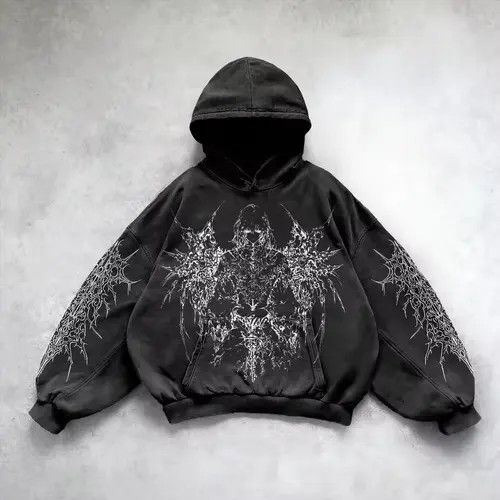 Japanese Brand Hayama x Haya Gothic Devil Black Washed Cotton Hoodie Size US XL / EU 56 / 4 - 4 Thumbnail
