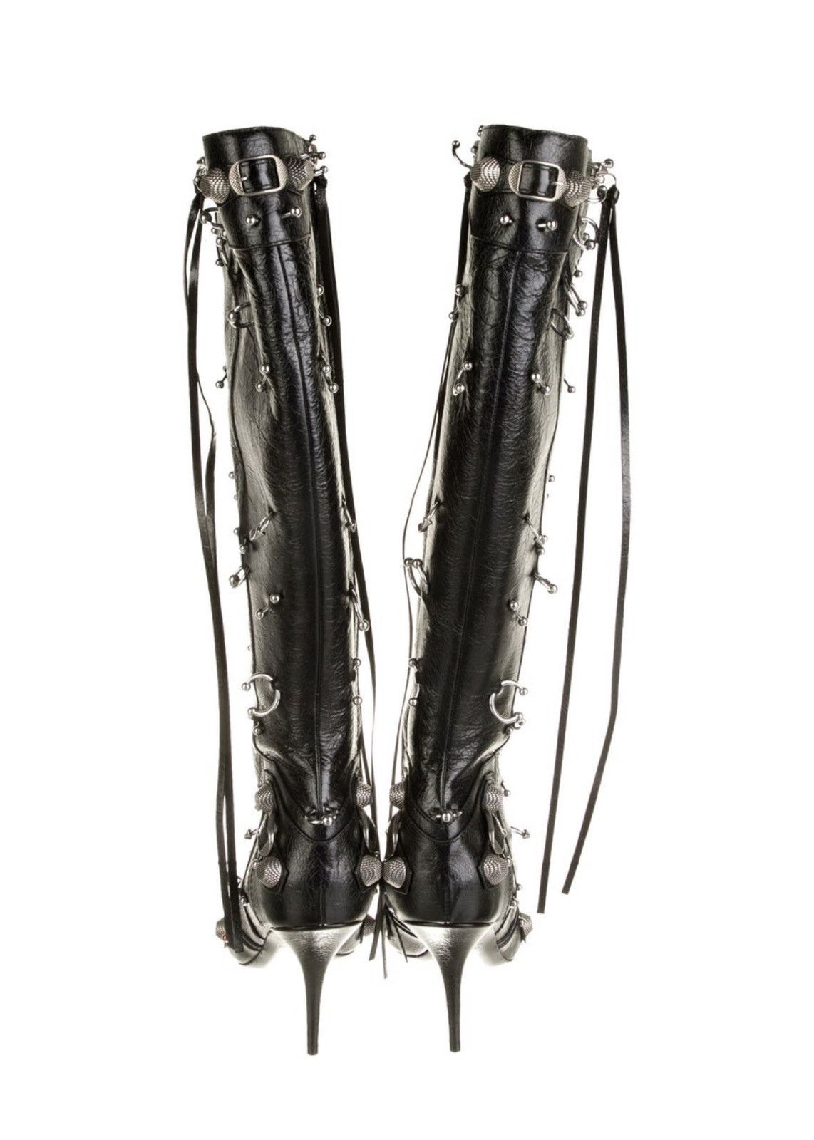 Balenciaga 🔥$4.5 VALUE🔥Cagole Piercing Leather Tall Boots Size US 10.5 / IT 40.5 - 3 Thumbnail