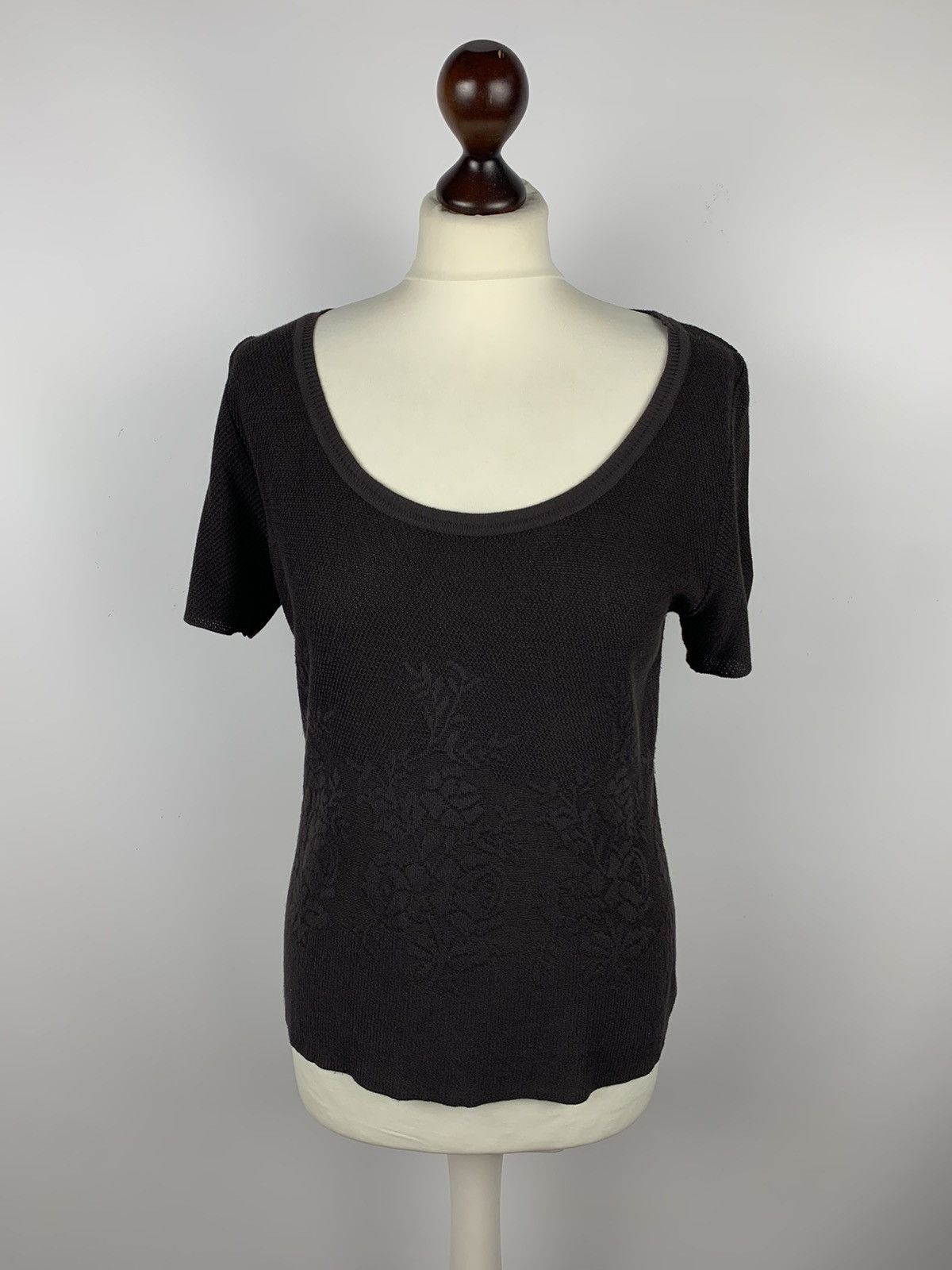 Weekend Max Mara Weekend Max Mara Knit T-Shirt Short Sleeve Brown Flower Y2K Size L / US 10 / IT 46 - 1 Thumbnail