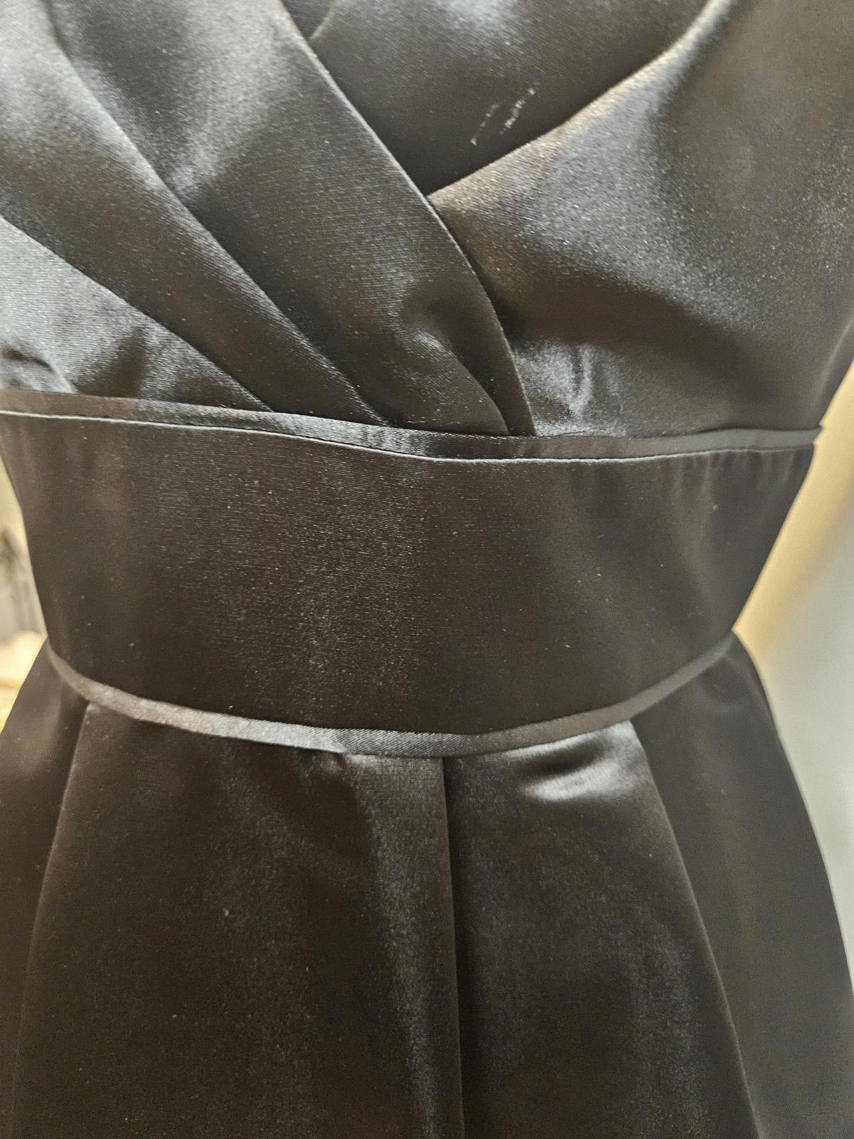 Designer maxandcleo Elegant Black Satin Dress #H48 Size M / US 6-8 / IT 42-44 - 4 Thumbnail