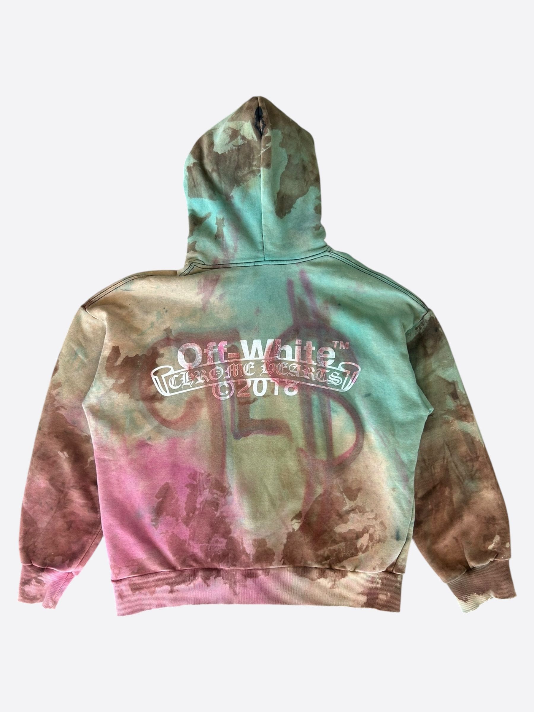 Chrome Hearts Off-White CVTVLIST Multicolor Tie-Dye Bleached Hoodie Size US L / EU 52-54 / 3 - 2 Thumbnail