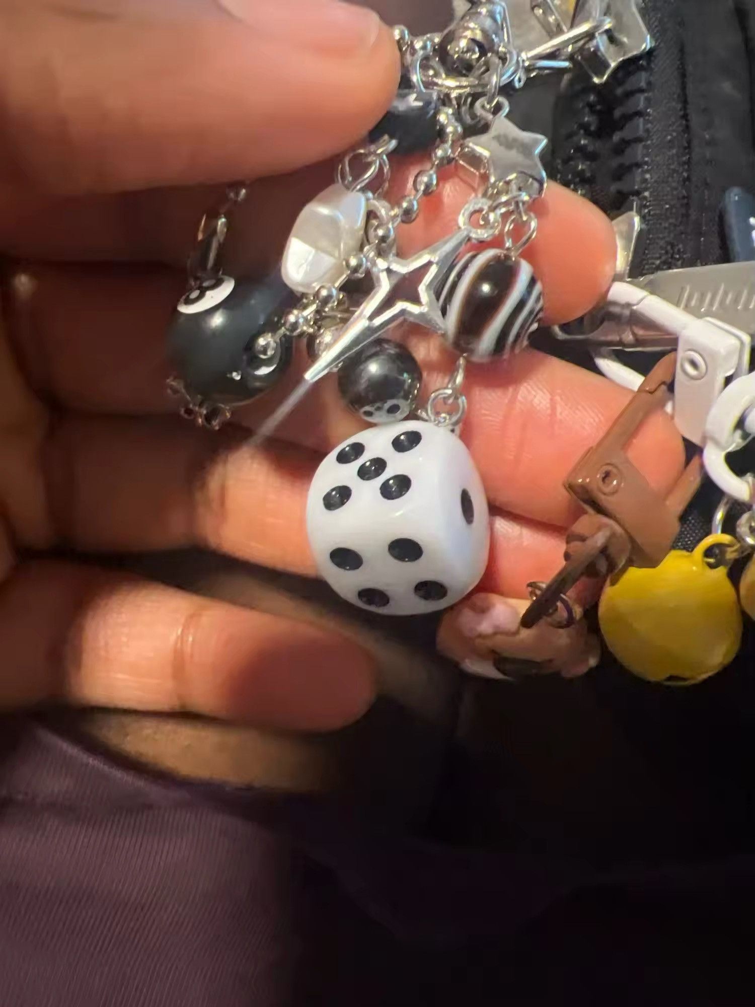 Jewelry Handmade cluttered black dice mixed keychain Size ONE SIZE - 7 Thumbnail