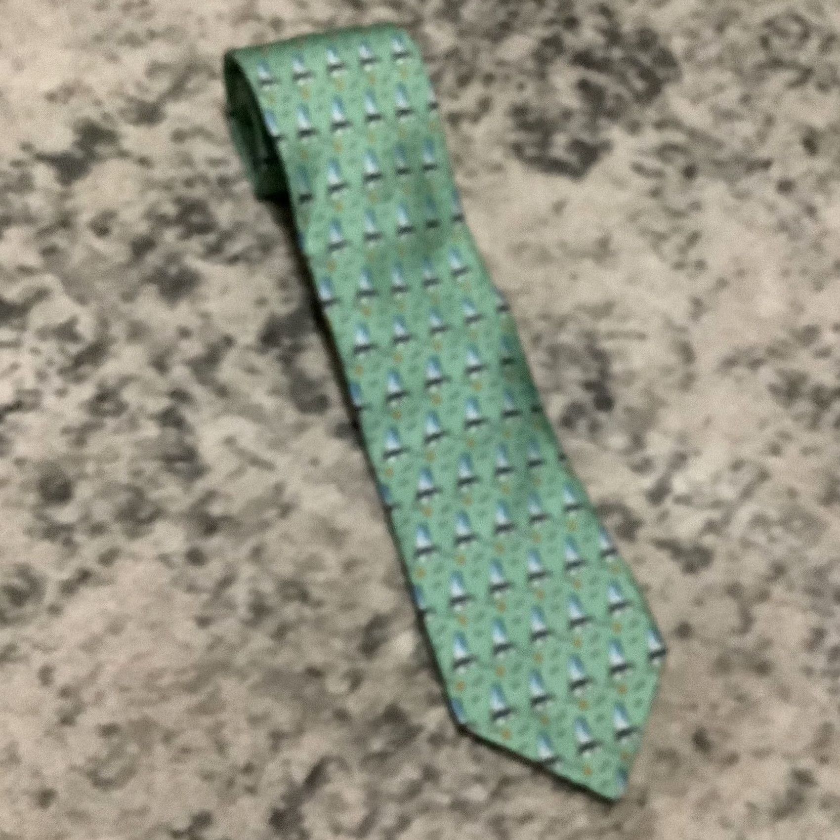 Vineyard Vines Vineyard Vines Tie Nautical Sailboat Silk 57"-60" Green Men NeckTie Classic Adjustable Logo Made In USA Mens Size ONE SIZE - 2 Thumbnail
