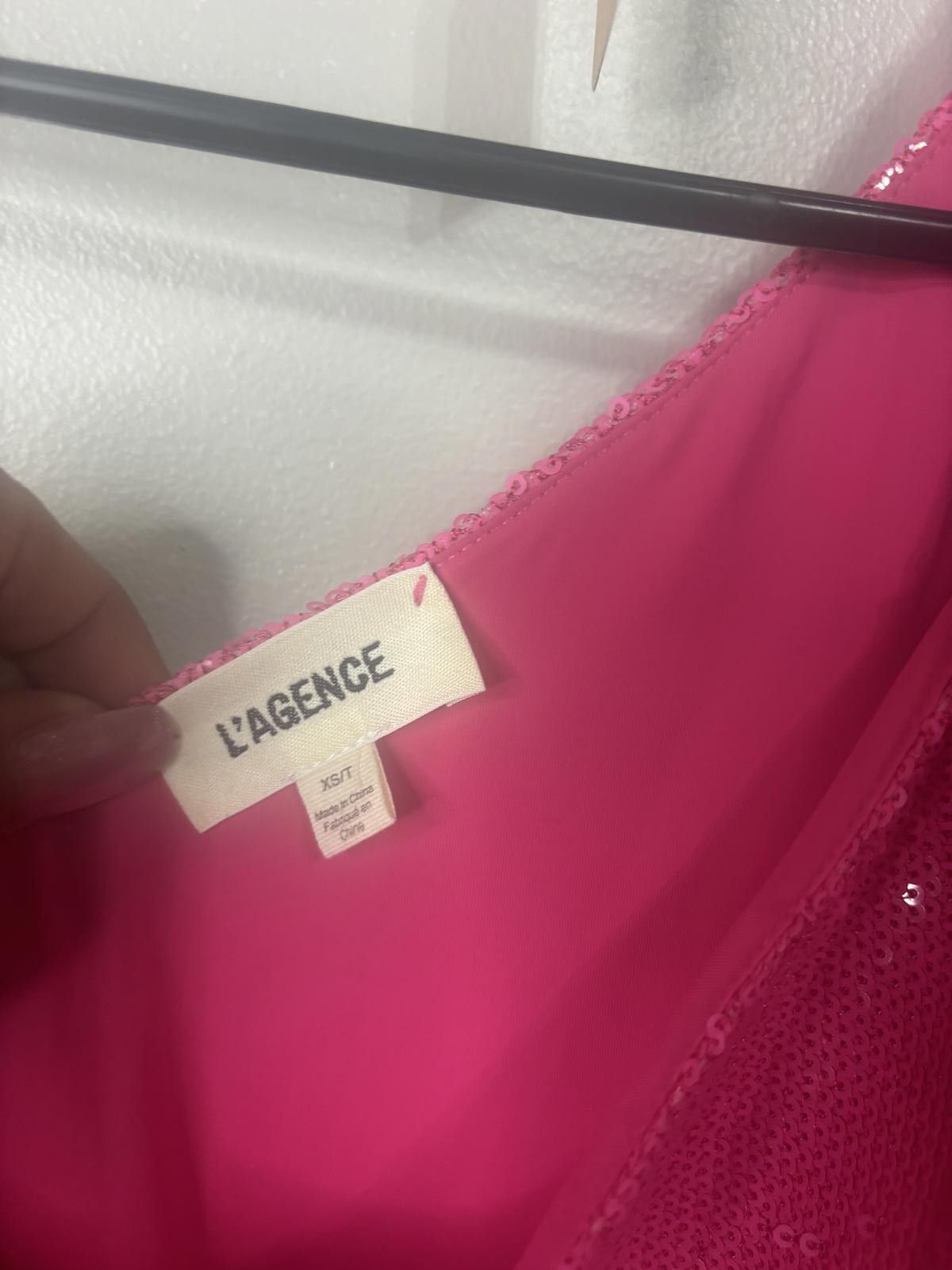 Designer L’agence Christie One Shoulder Pink Sequin Long Sleeve XS Size XS / US 0-2 / IT 36-38 - 5 Thumbnail