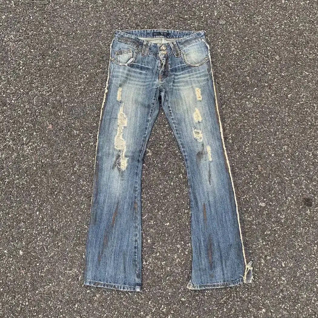 Japanese Brand JAPANESE RUSTY DIRTY DENIM 30x32 RIPPED FLARE BOOTCUT PANTS Size US 30 / EU 46 - 1 Thumbnail