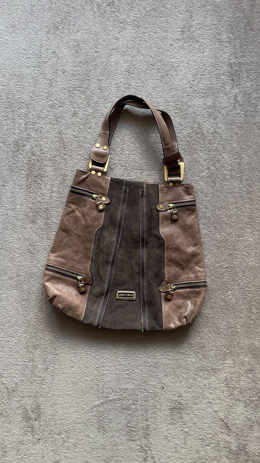 Brown Leather Suede Mona Tote Bag Pre‑Owned Luxury Handbag