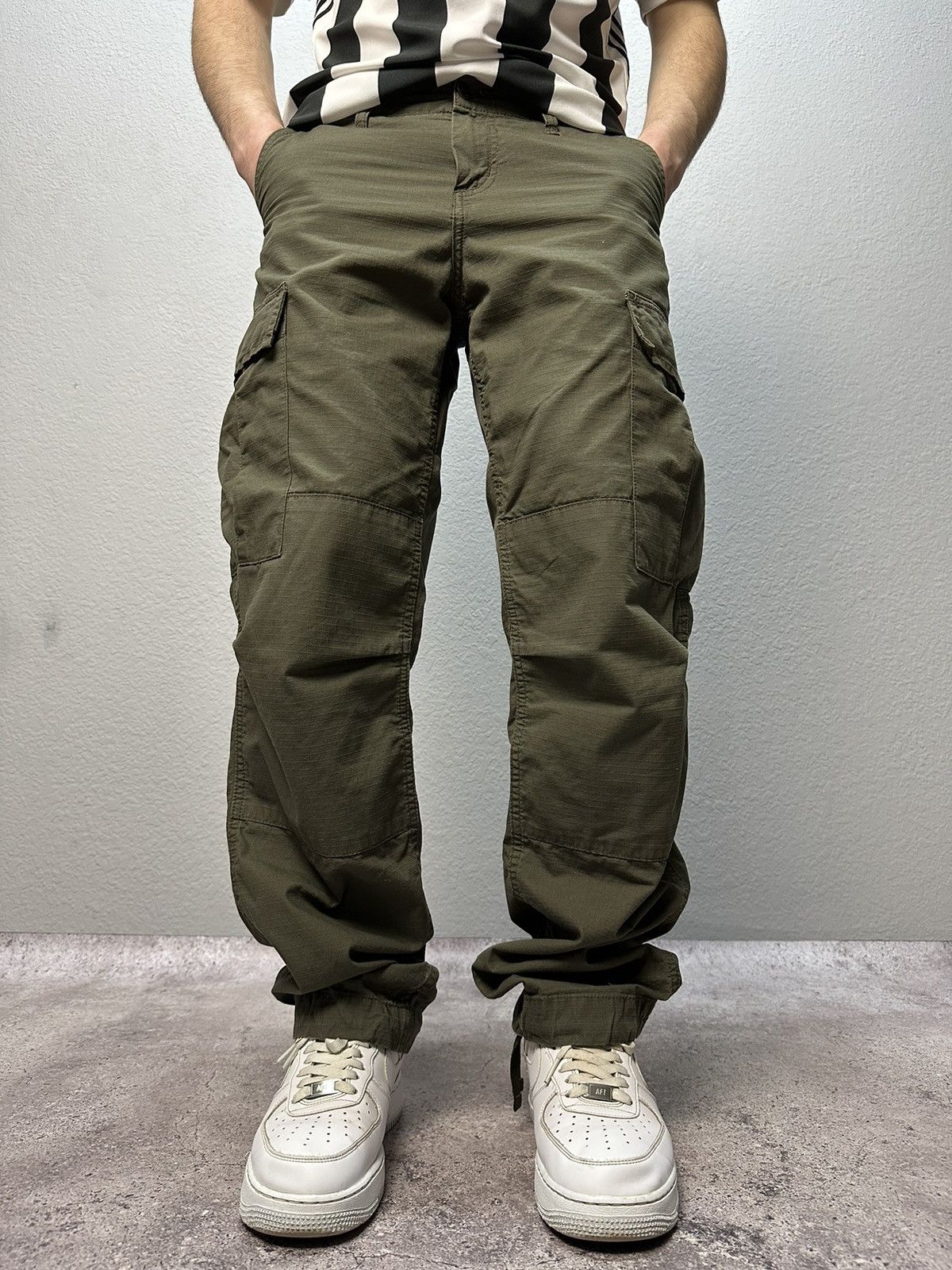 Vintage Carhartt Cargo Distressed Pants Faded Khaki Y2K