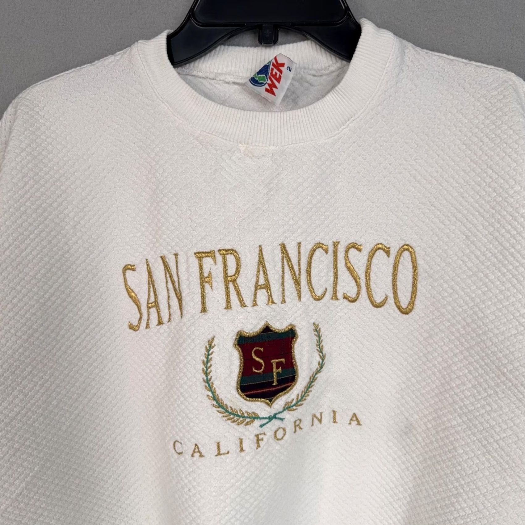 Vintage VINTAGE WEK San Francisco California Sweatshirt Adult 2XL White Embroidered 90s Mens pullover City Size US XXL / EU 58 / 5 - 2 Thumbnail