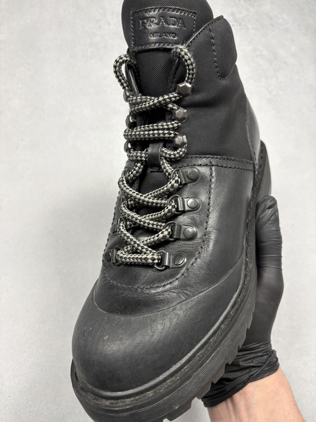 Prada Prada Milano Leather Hiking Combat Boots Lug Sole 3T 5920 Size US 8.5 / IT 38.5 - 6 Thumbnail