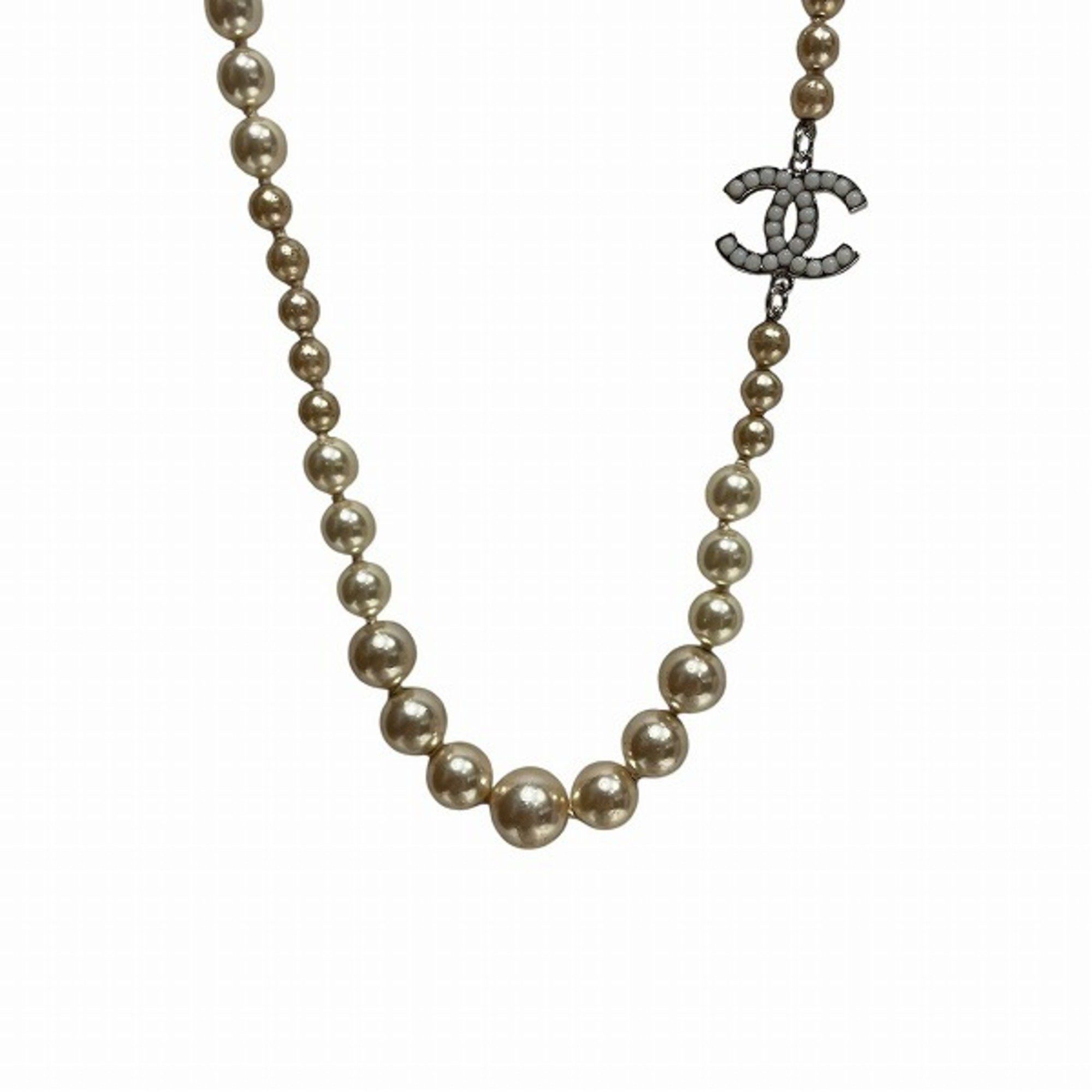 CHANEL Coco Fake Pearl Long 08V Accessory Necklace for Women