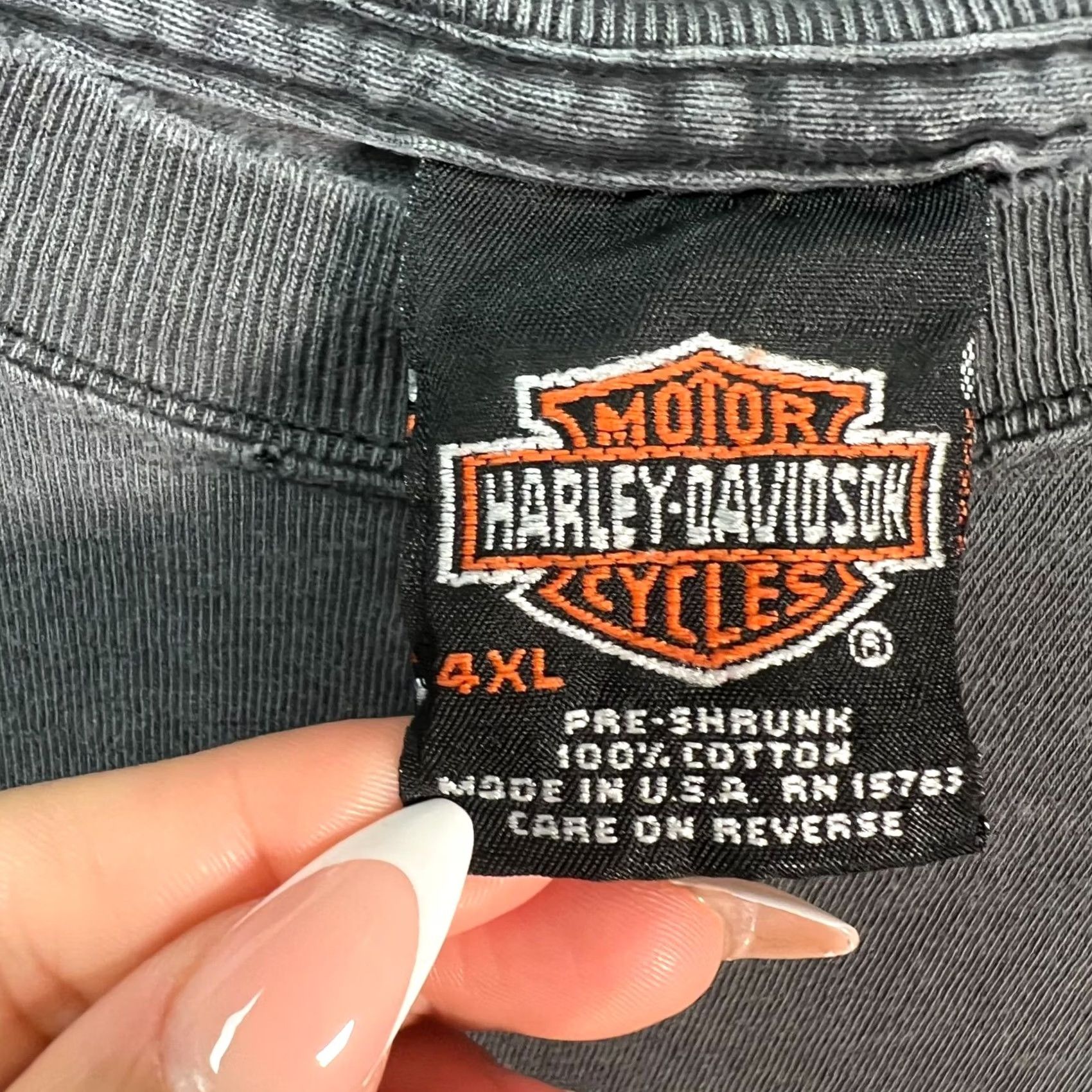 Harley Davidson Harley-Davidson T-Shirt 4XL Gray Short Sleeve Crew Neck Cotton USA Made Mens Big & Tall Vintage Graphic Tee Shirt Size US XXL / EU 58 / 5 - 3 Thumbnail