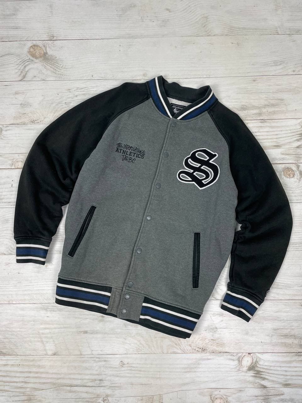 image of Stussy International Tribe Bomber Jacket Y2K in Grey, Men's (Size XL)