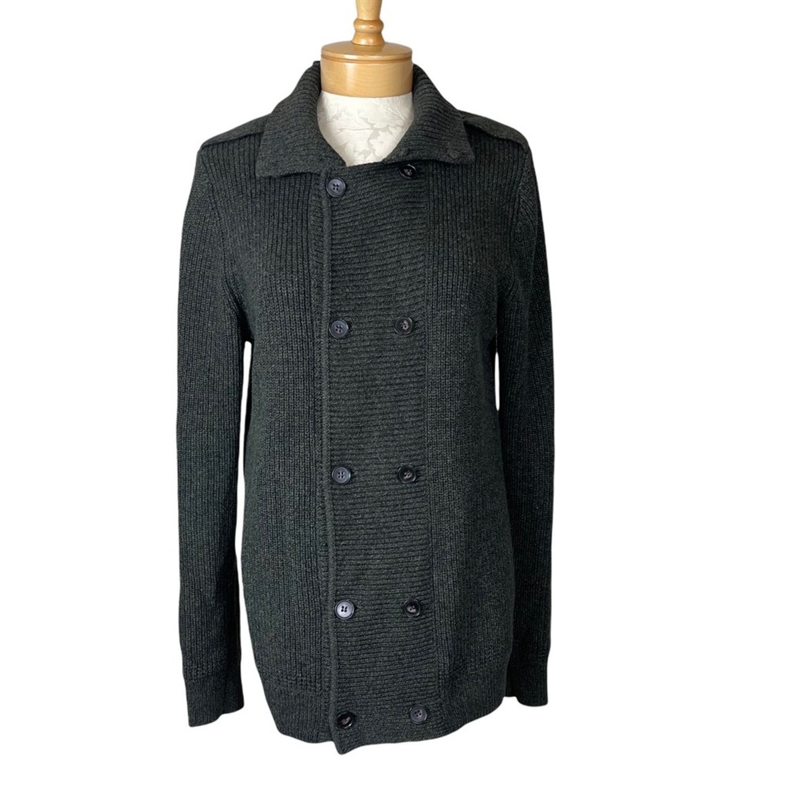 H&M H&M Ribbed Double Breasted Long Sleeve Cardigan Green Small Size S / US 4 / IT 40 - 1 Thumbnail