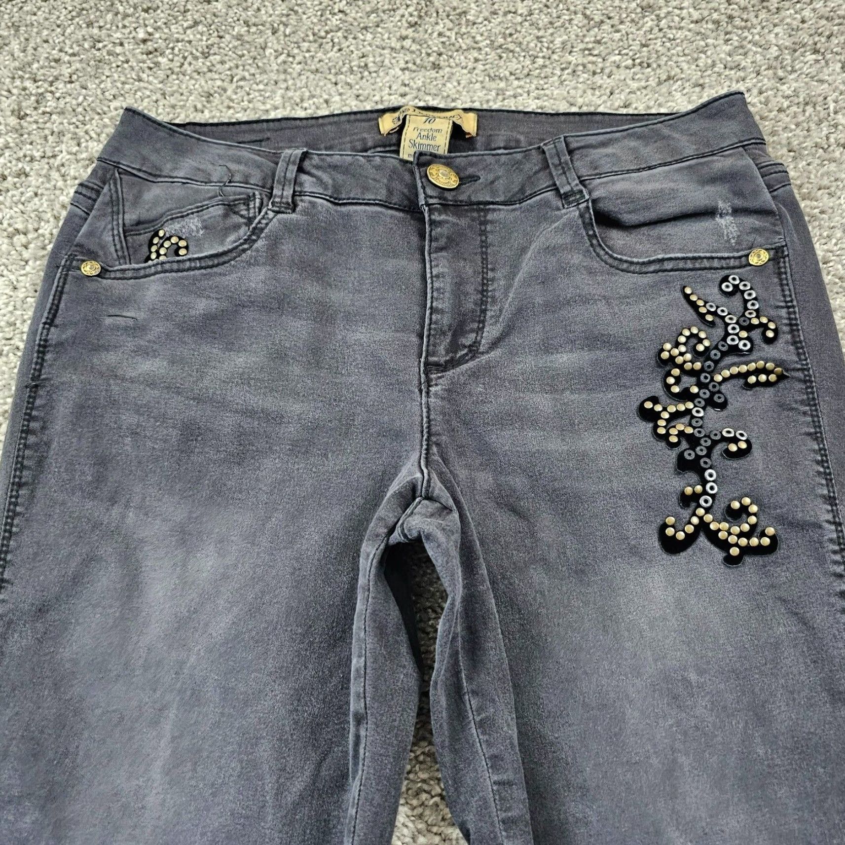 Vintage VINTAGE Democracy Womens Jeans Ankle Mid Rise 10 Gray Denim Floral 30x26 Size 32" / US 10 / IT 46 - 2 Thumbnail