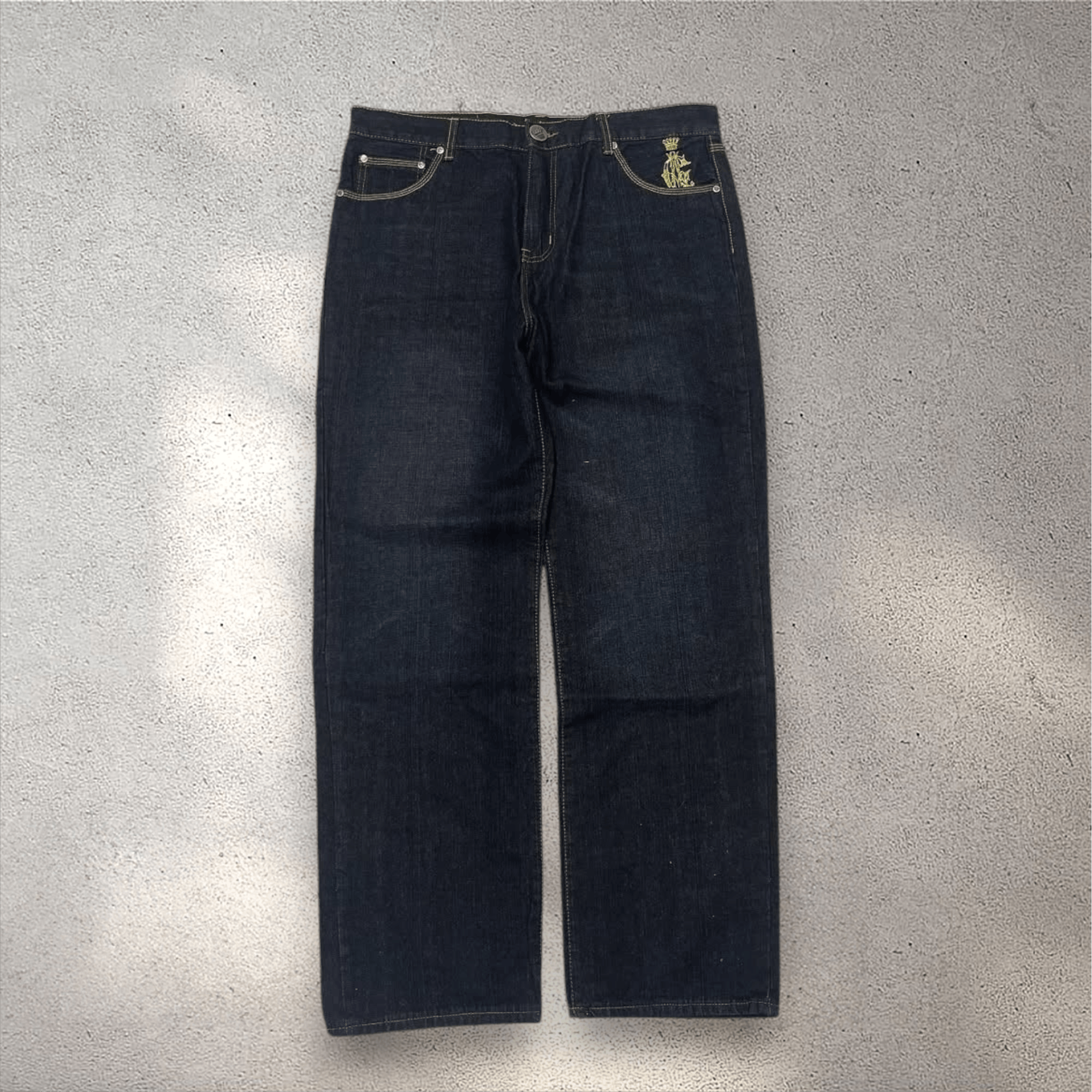 Ed Hardy VTG Christian Audigeri Tiger 🐅 Embroiderd Baggy Denim Pant Size US 38 / EU 54 - 3 Thumbnail