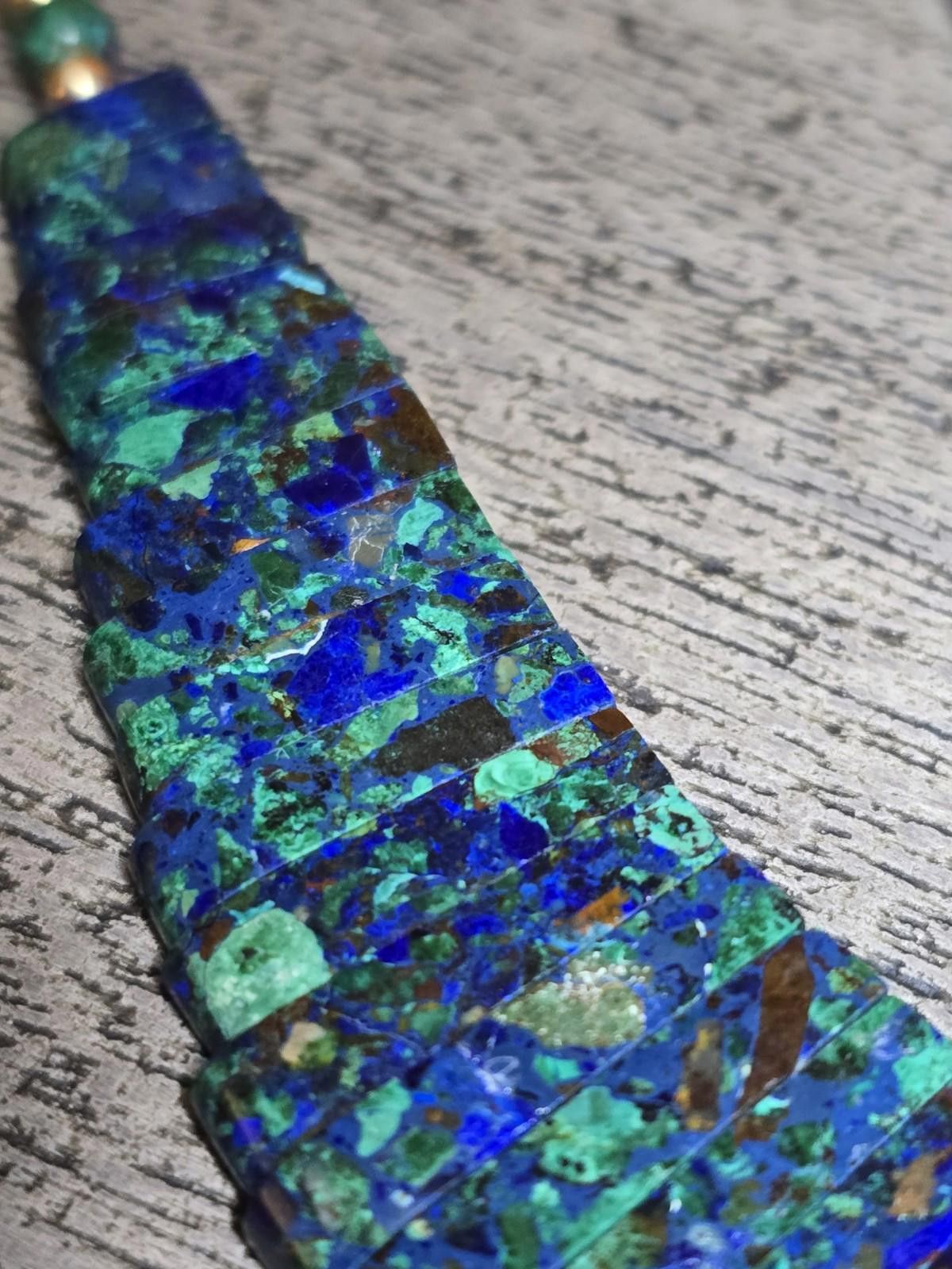 The Unbranded Brand Vibrant Azurmalachite Azurite Slab Necklace Artisan-Cut Size ONE SIZE - 8 Thumbnail