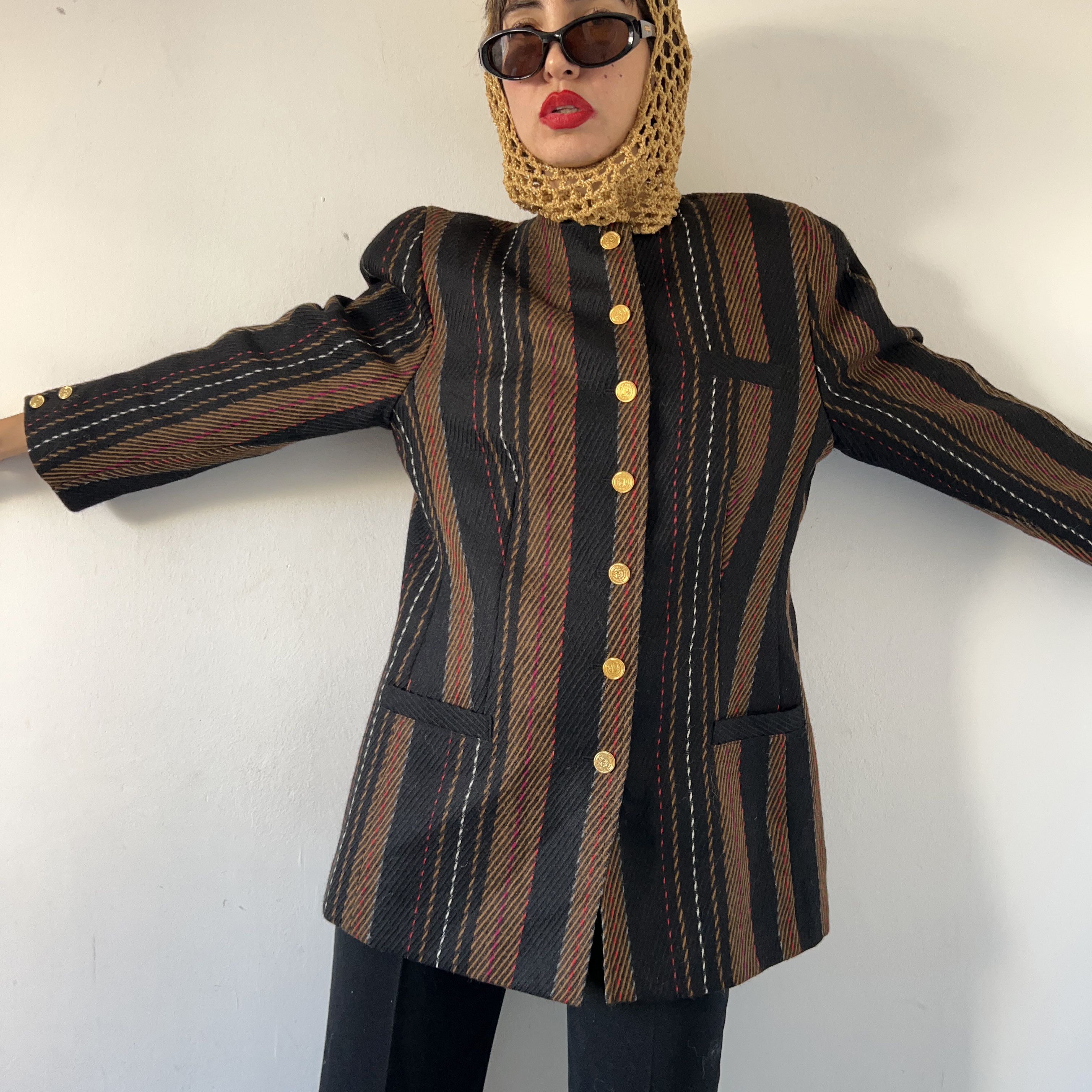 Vintage Vintage 90s Alpaca Wool Striped Jacket Size XL / US 12-14 / IT 48-50 - 6 Thumbnail