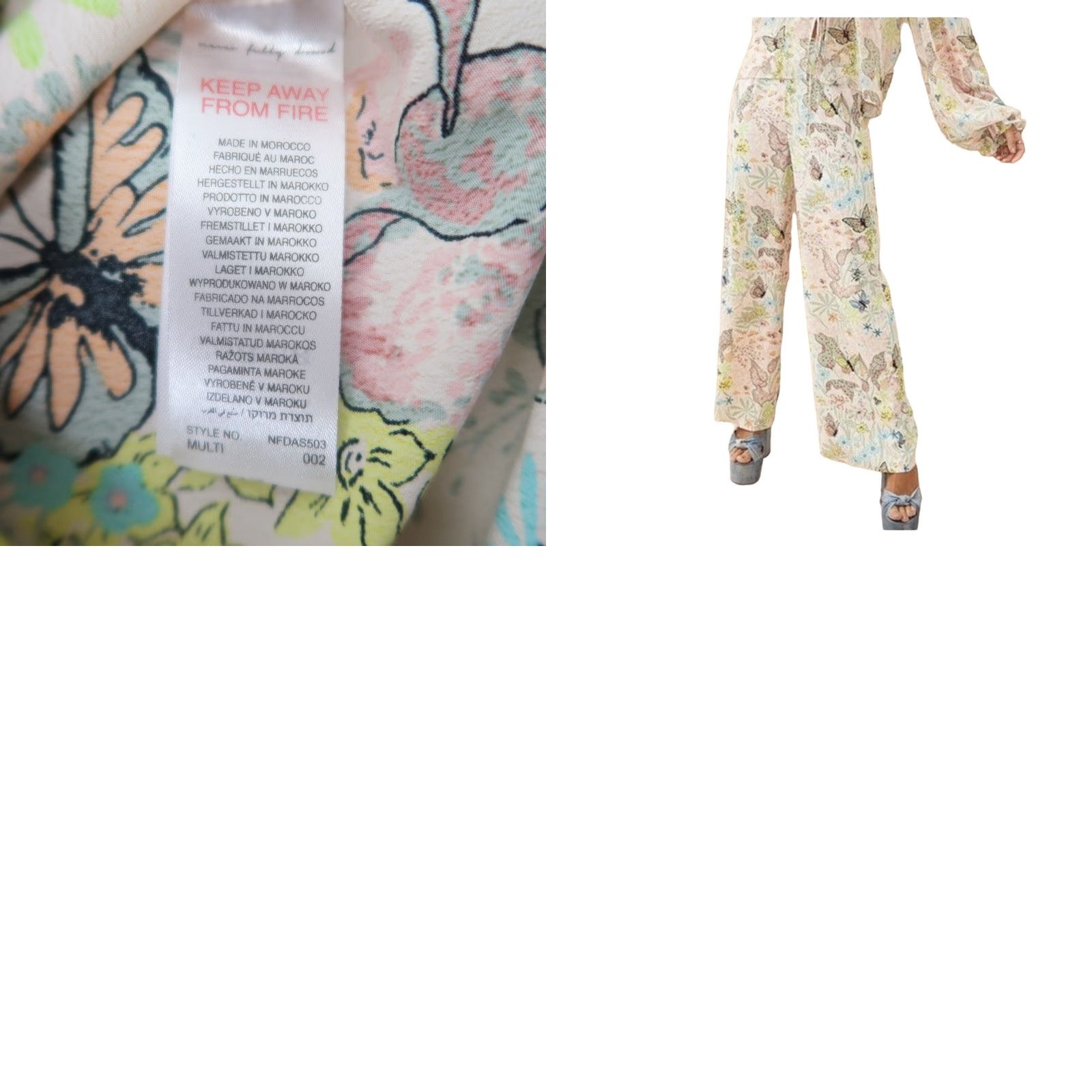 Vintage VINTAGE Never Fully Dressed Pants Dress Pants Wide-Leg Floral Butterfly Cream Pink NWT 4 Women Size 27" / US 4 / IT 40 - 8 Thumbnail
