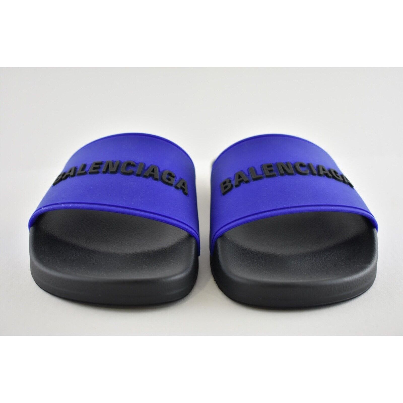 Balenciaga Balenciaga Black Blue Bicolor Rubber Logo Slide On Pool Size US 7 / IT 37 - 6 Thumbnail