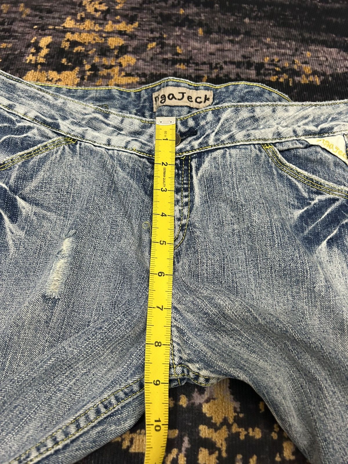 Japanese Brand Vintage Pigajeck Distressed Wash Buckle Back Jeans Size US 31 - 18 Thumbnail