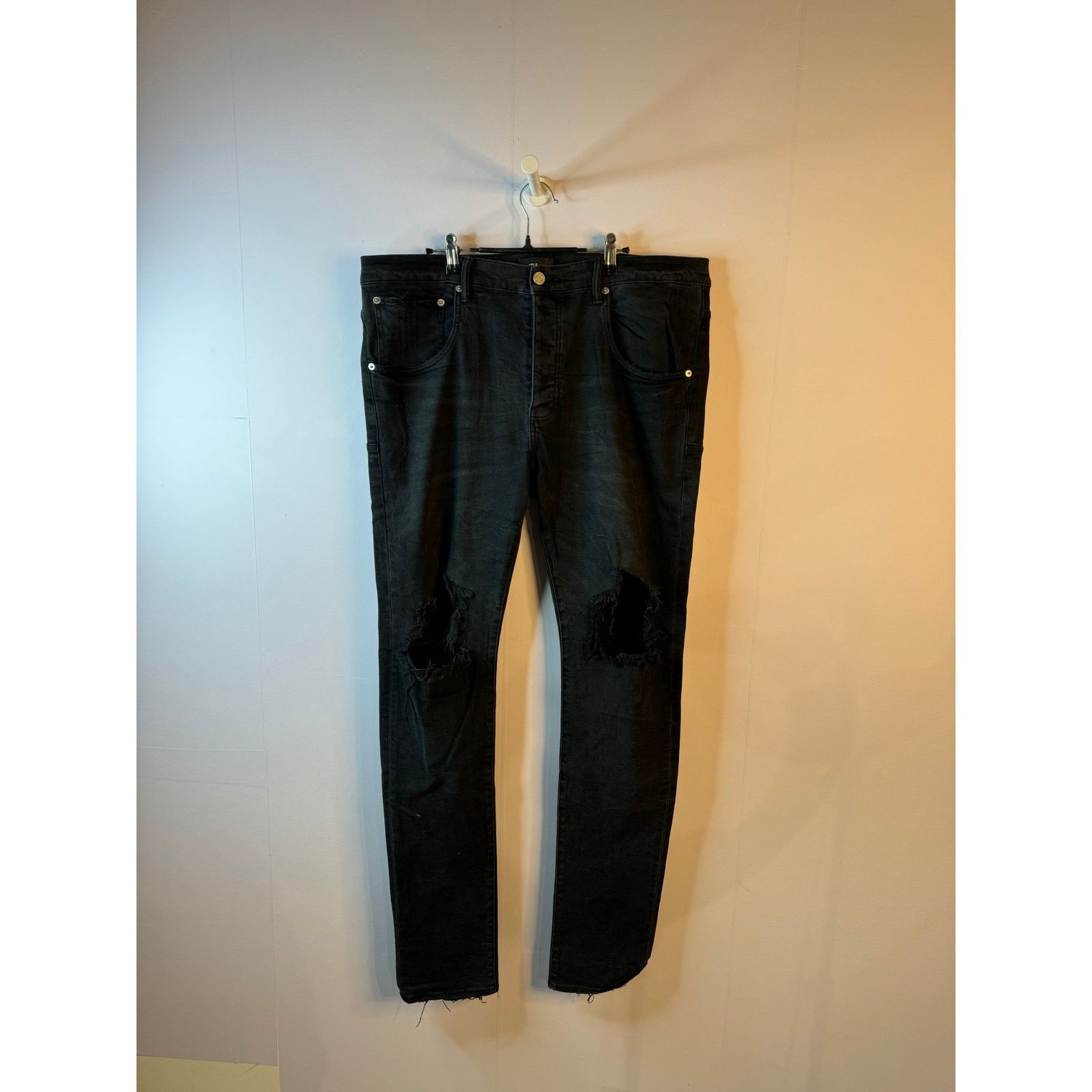Purple Jeans Black Ripped Used 38