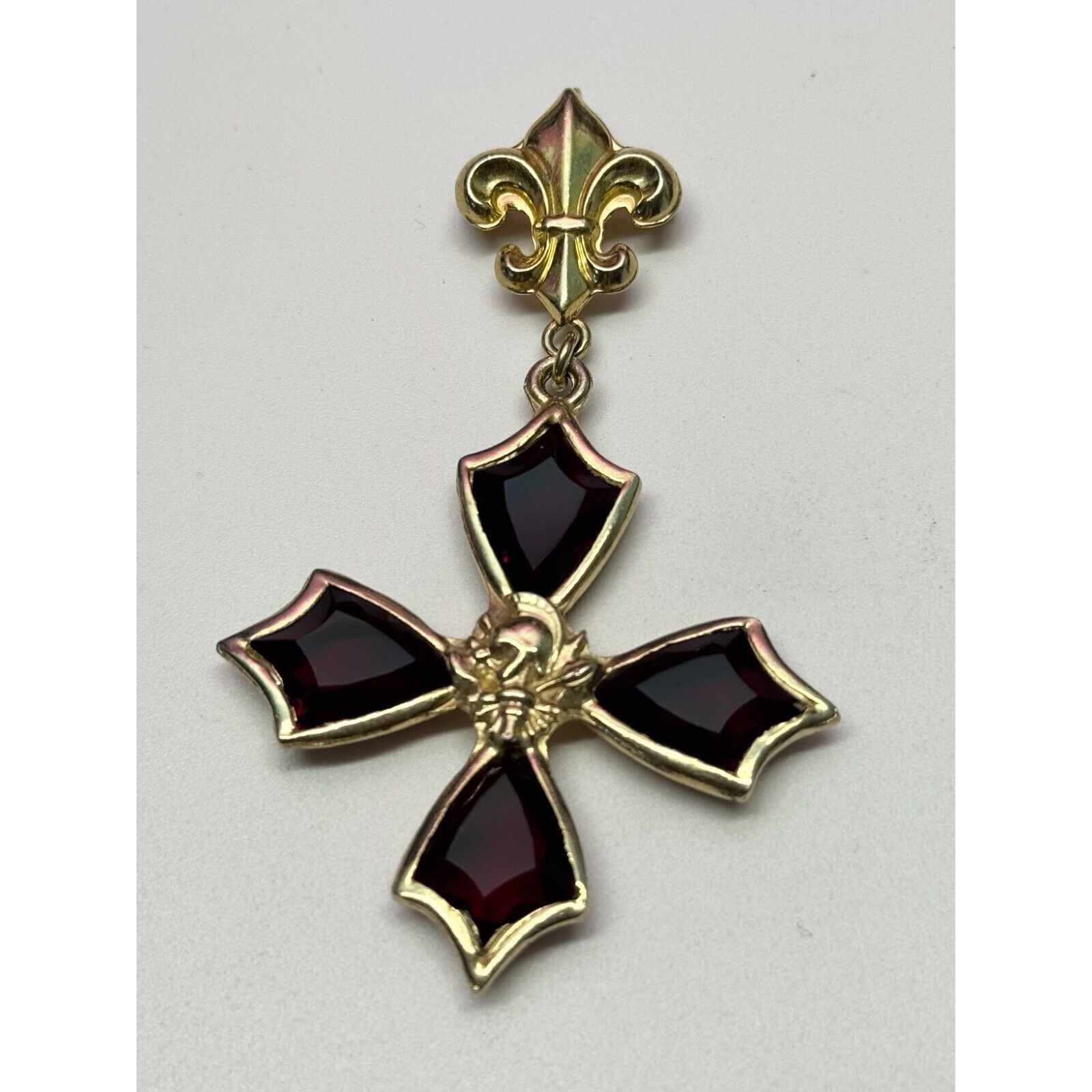 Vintage Vintage Accessocraft NYC Red glass Maltese cross brooch pin Size ONE SIZE - 2 Thumbnail