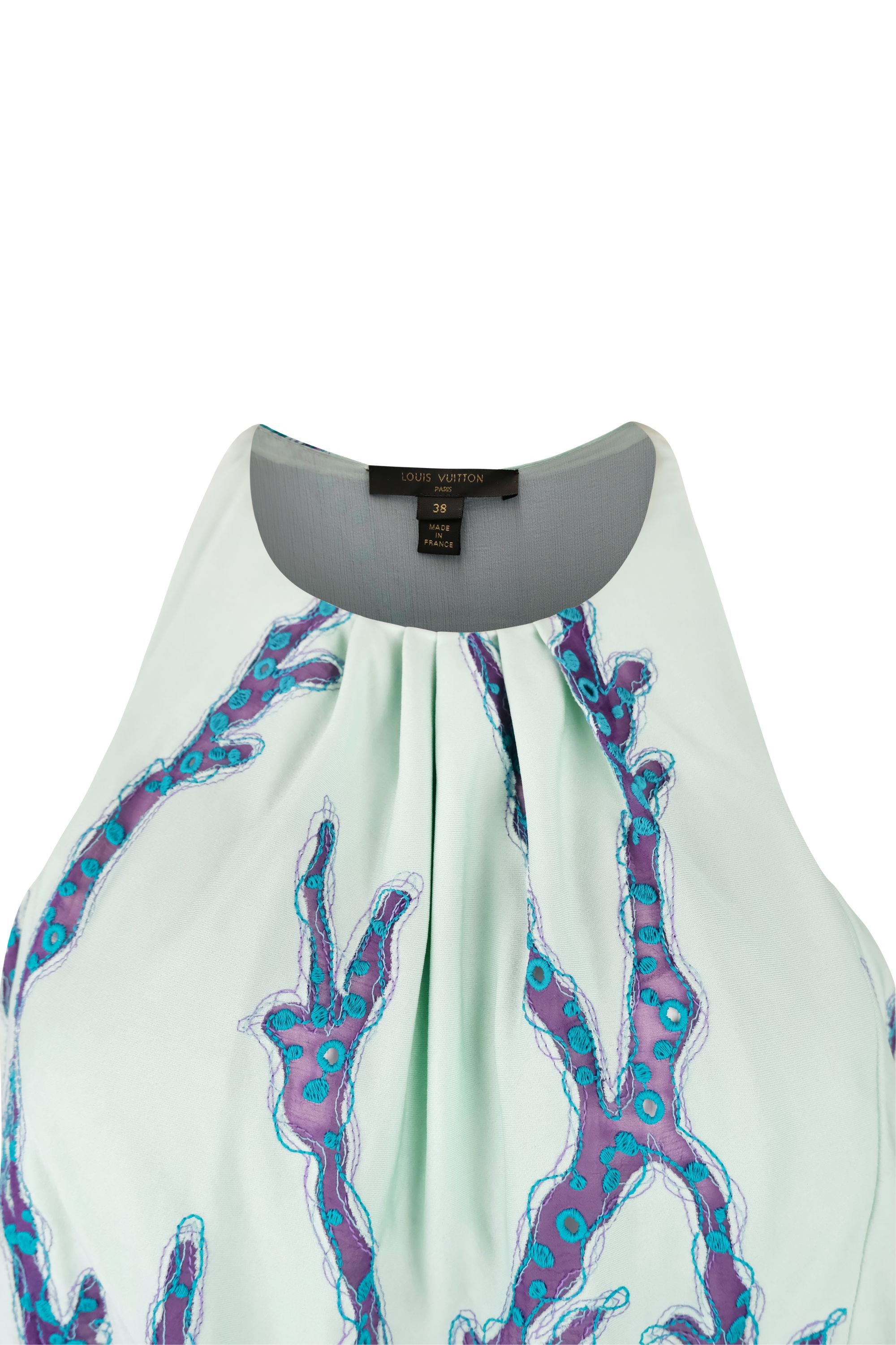 Louis Vuitton Louis Vuitton Resort 15 Seafoam Coral Embroidered Mini Dress Size S / US 4 / IT 40 - 3 Thumbnail