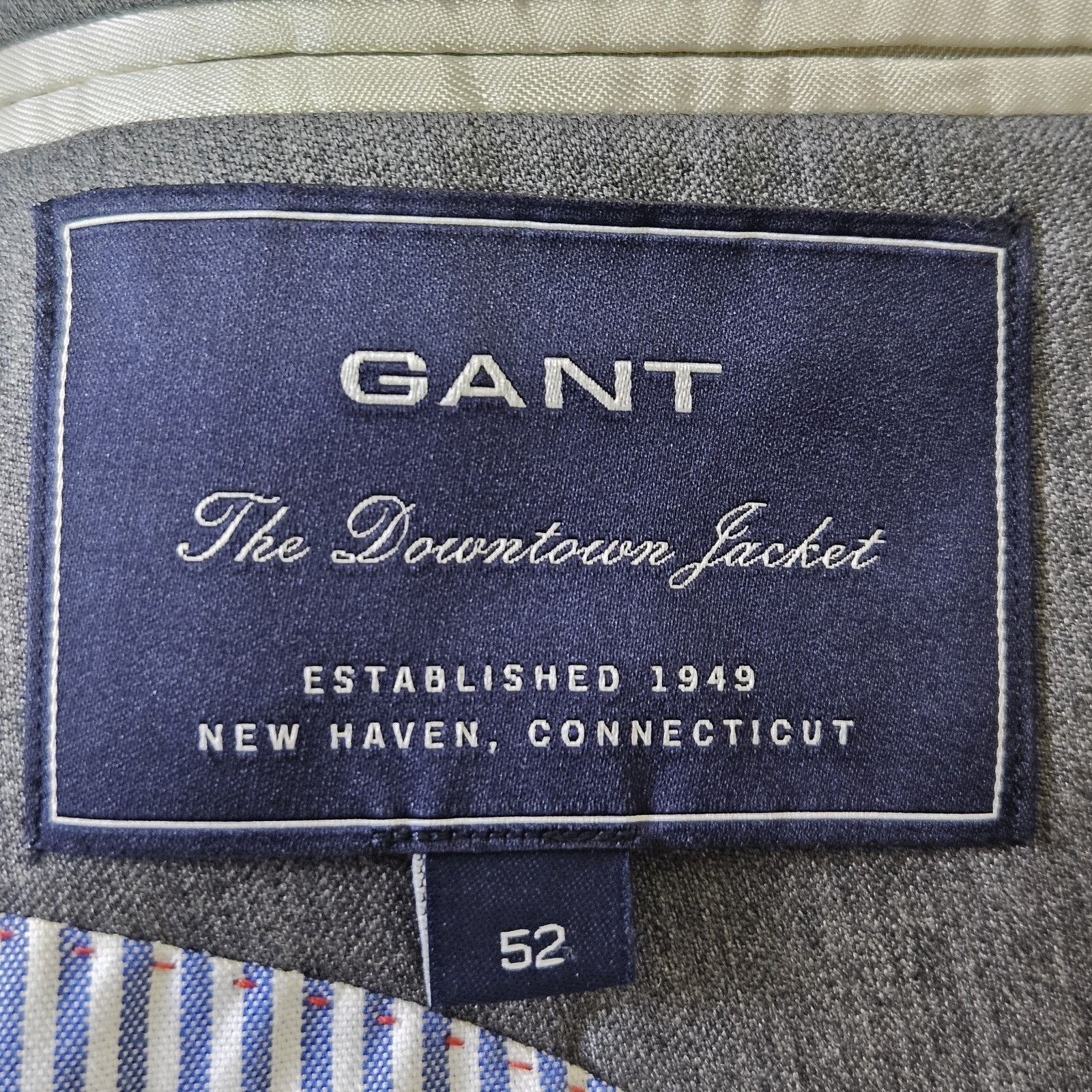 Gant Gant Downtown Jacket Blazer Gold Crest Button Gray Wool Suit Size 42R - 2 Thumbnail