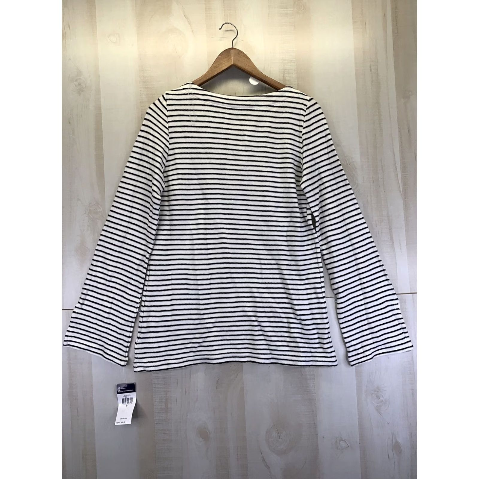 Chaps Chaps Bell Sleeve Tie Collar Woven Black/White Womens Top Small NWT-8286 Size S / US 4 / IT 40 - 8 Thumbnail