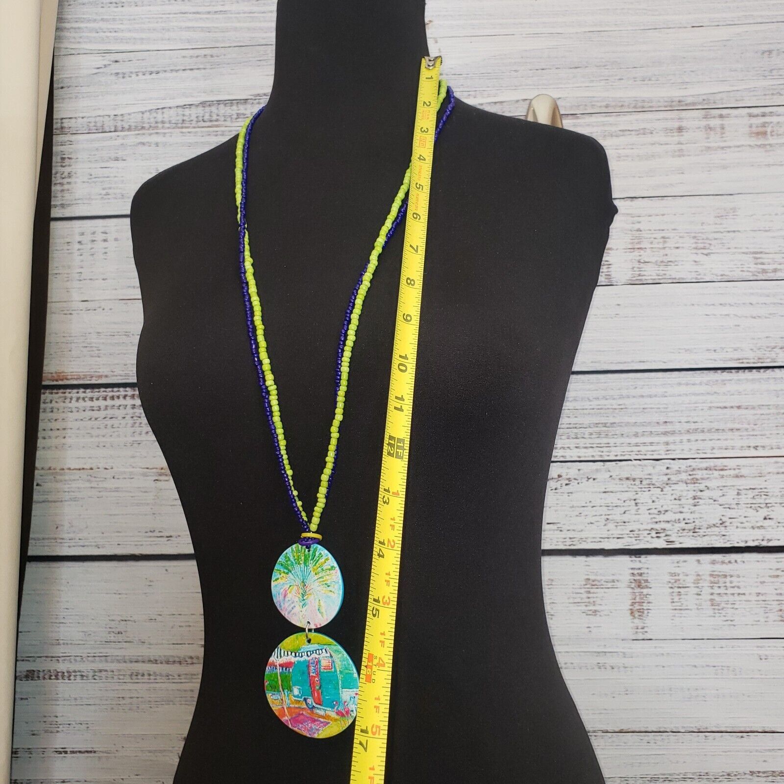 Camper Hand-painted Camper Themed Necklace 21 Inch Drop Shell Size ONE SIZE - 4 Thumbnail