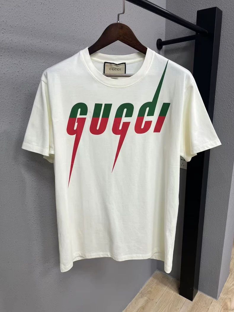 Gucci Gucci White Short Sleeve Lightning Logo T-Shirt - dmc Size US S / EU 44-46 / 1 - 1 Thumbnail