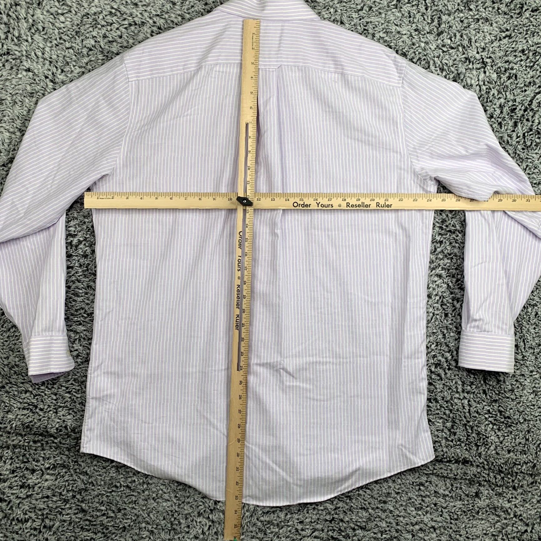 Stafford Stafford Shirt Mens 17 Wrinkle Free Purple White Stripe Button-Up Oxford Workwear Shirt Size US XL / EU 56 / 4 - 5 Thumbnail
