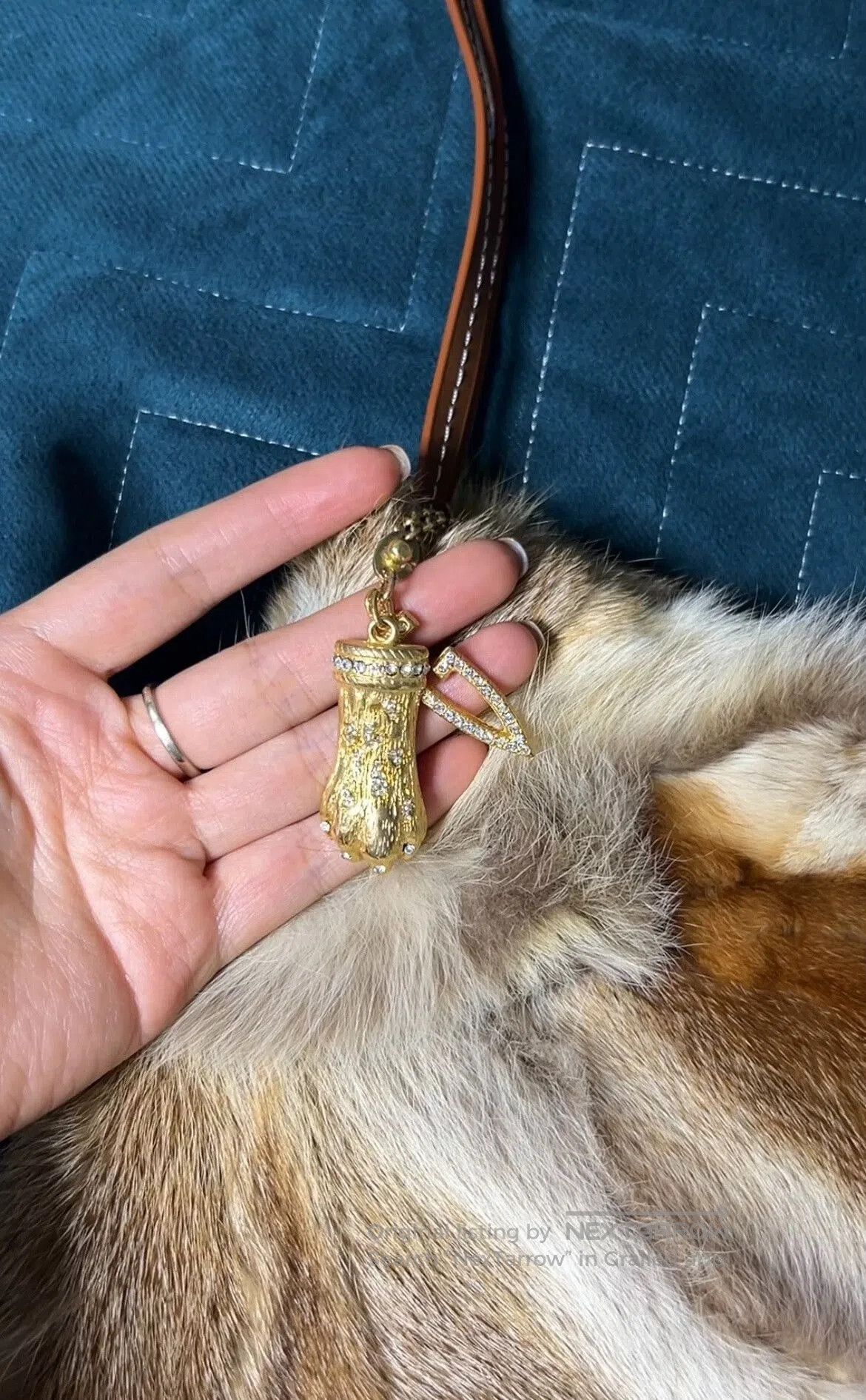 Italian Leather Fur Tote Bag.
