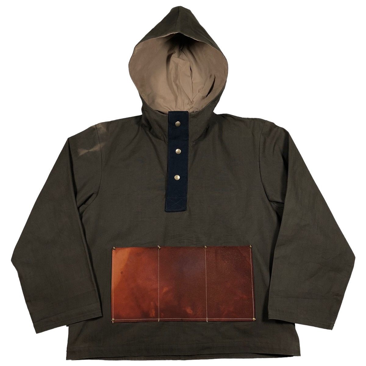 Japanese Brand × Vintage Sun Faded Unknown Smock Cotton Canvas With Leather Pocket Size US S / EU 44-46 / 1 - 2 Thumbnail