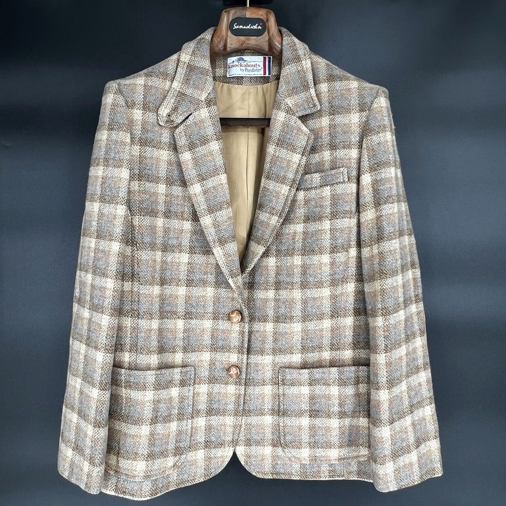 Pendleton VINTAGE Pendleton Knockabouts Blazer Womens Plaid 2 Button Leather Elbow Patches Sz Med Size M / US 6-8 / IT 42-44 - 2 Thumbnail