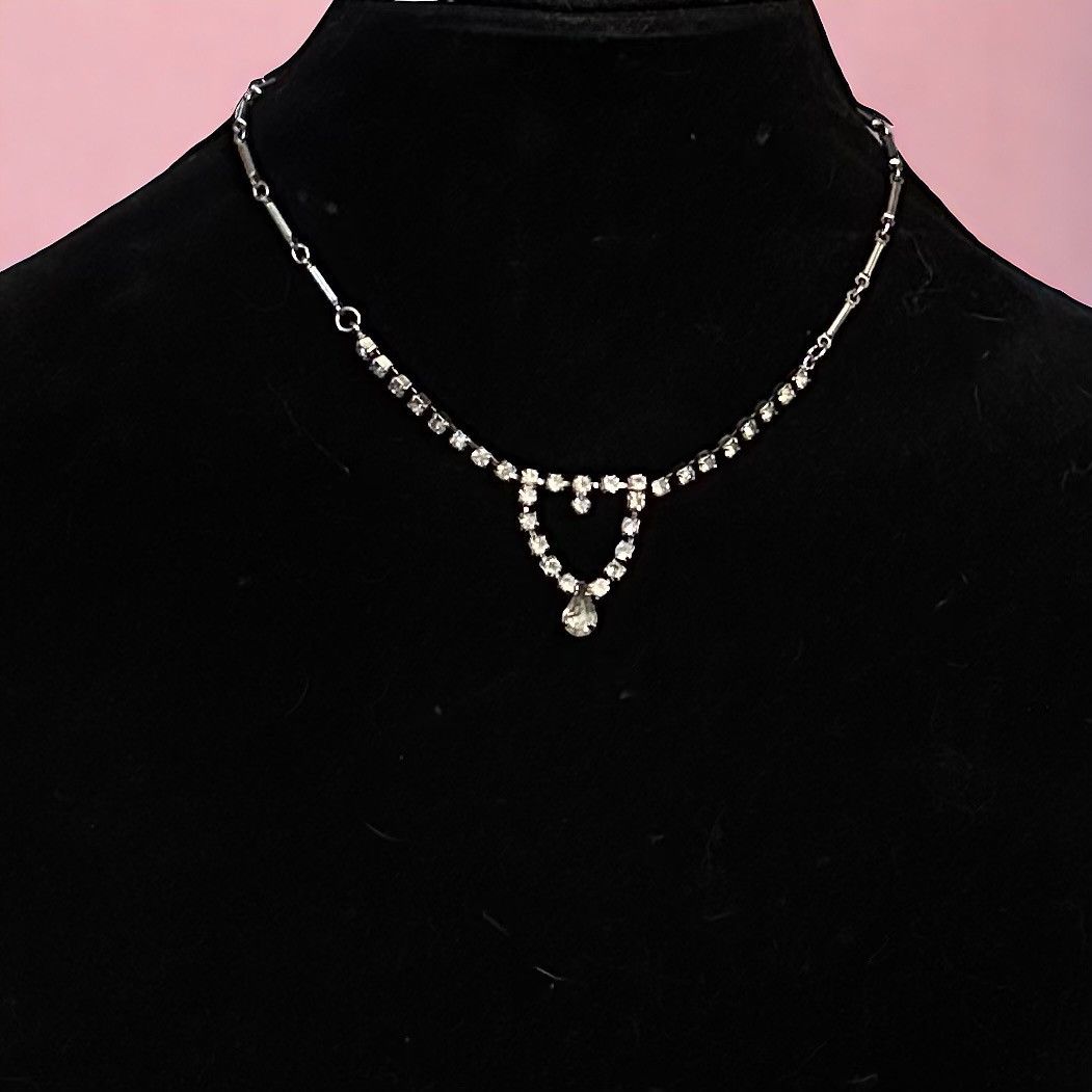 Vintage Vintage silver tone rhinestone chain necklace Size ONE SIZE - 1 Thumbnail