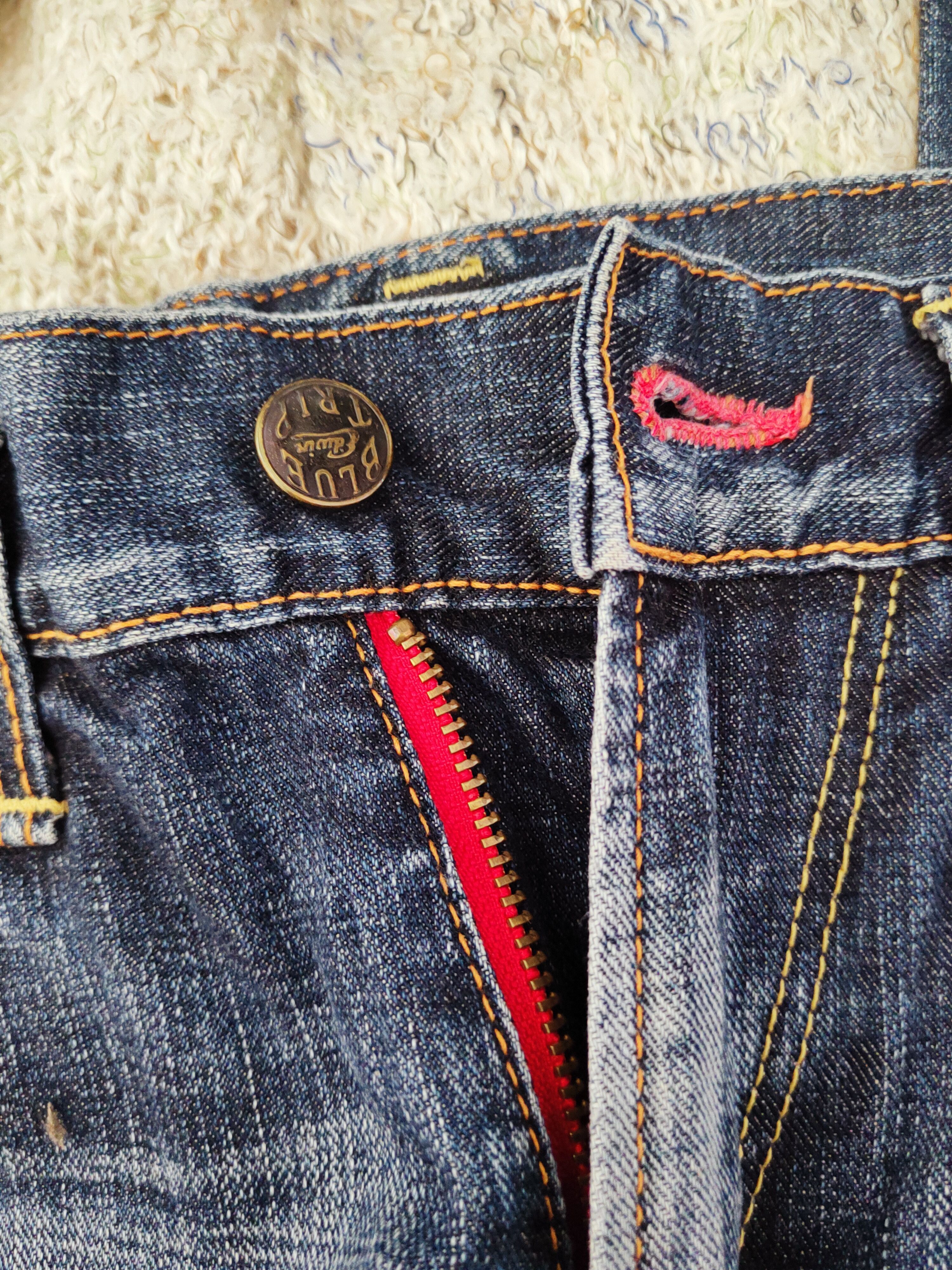 Edwin × Vintage SPECIAL OFFER 💥 Edwin Dark Blue Distressed Ripped Jeans Size 31" - 15 Thumbnail