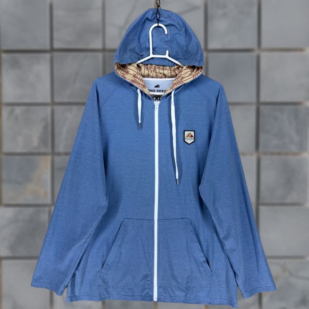 Vintage Belong Designs Full Zip Hoodie Men 2XL Blue Recycled Polyester Bamboo Blend Size US XXL / EU 58 / 5 - 1 Thumbnail