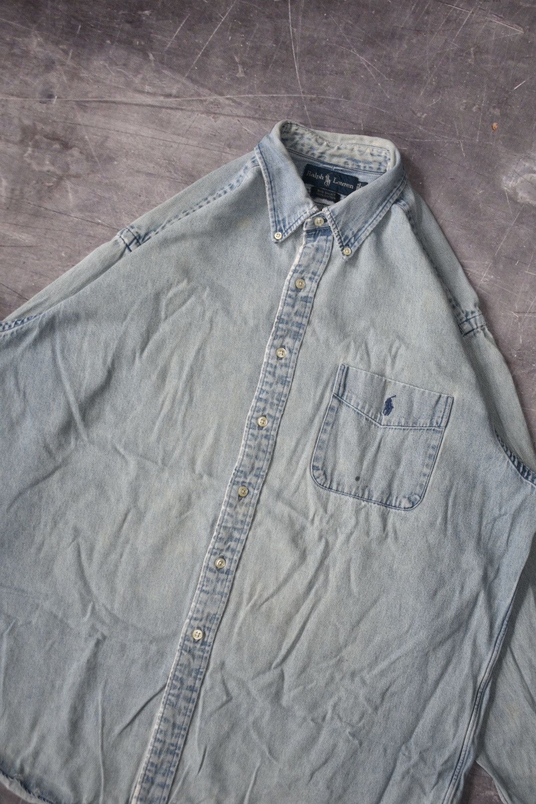 Ralph Lauren Vintage Distressed Polo Ralph Lauren Denim Shirt (L) Size US L / EU 52-54 / 3 - 2 Thumbnail