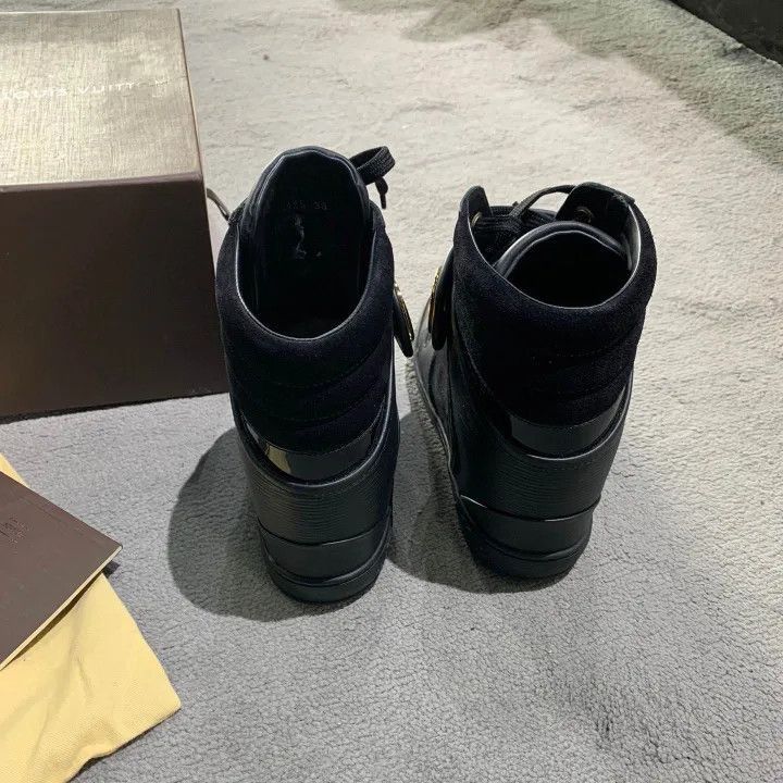 Louis Vuitton Louis Vuitton Black Lace-Up Wedge Ankle Boots -2508 Size US 7.5 / EU 40-41 - 3 Thumbnail
