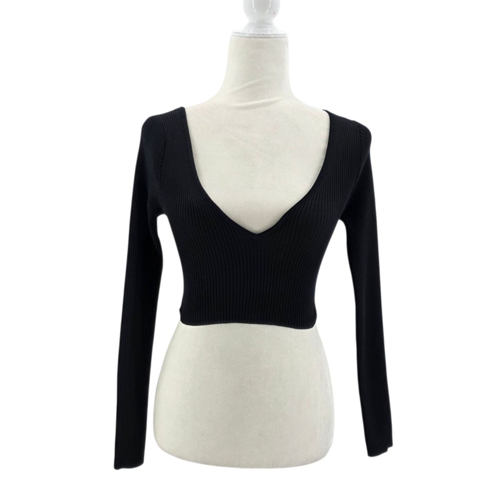 Other JLUXLABEL Womens Small Top Cropped Fitted Ribbed Knit Black Size S / US 4 / IT 40 - 9 Thumbnail