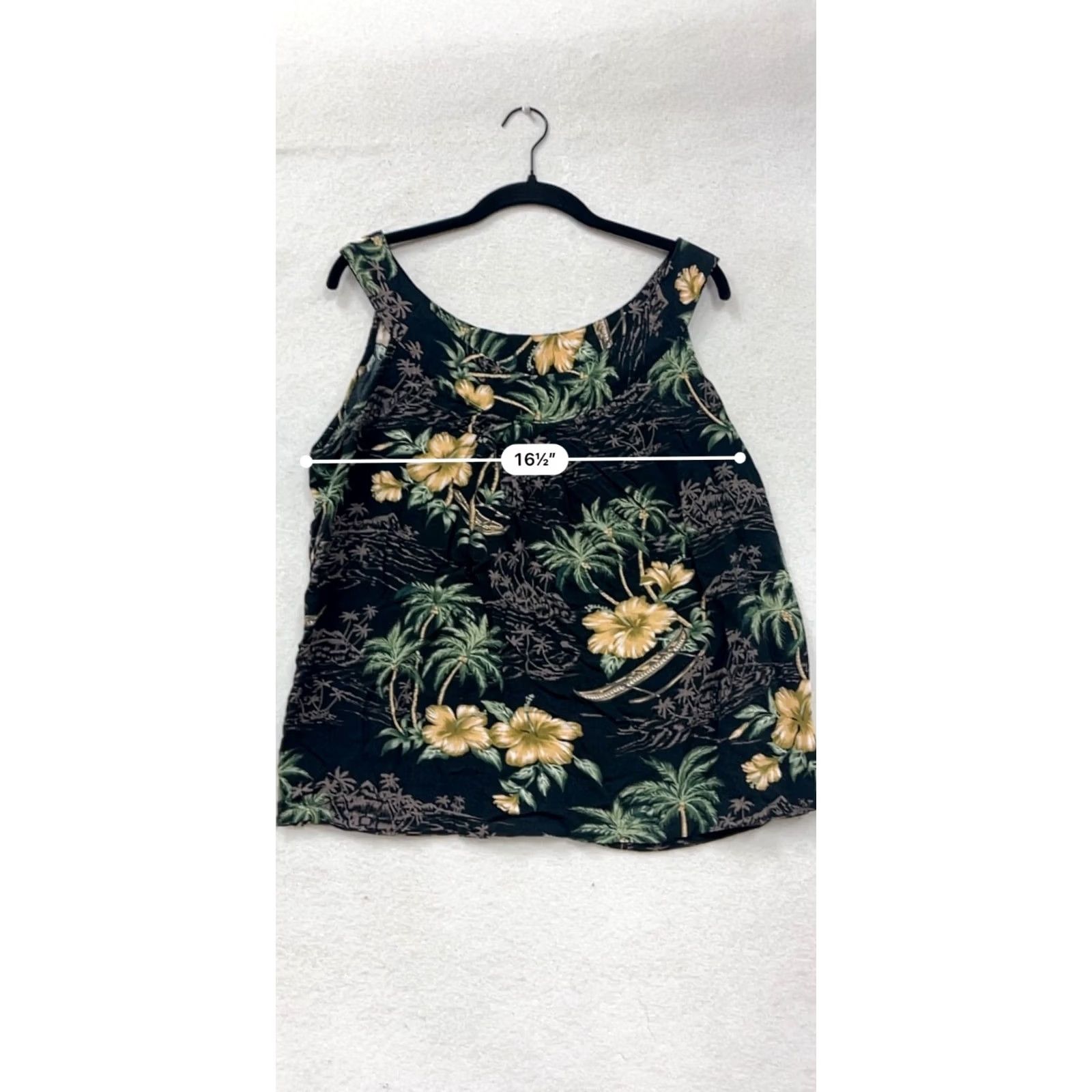 ALOHAS VINTAGE Aloha Hut Hawaiian Floral Sleeveless Tank Top L Women Black Hawaiin Floral Rayon 90s 00s Womens L Size L / US 10 / IT 46 - 8 Thumbnail